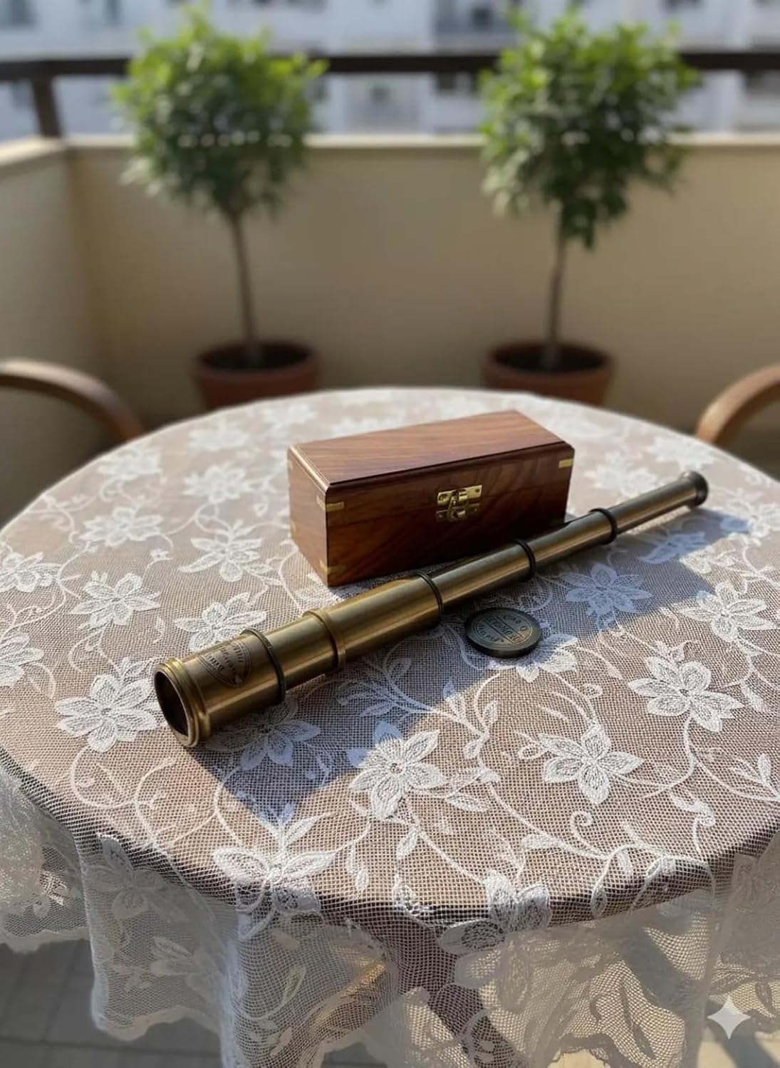 Personalized Brass Telescope Spyglass with Engraved Wooden Box – Working Nautical Telescope Gift, Custom Pirate Spyglass for Him