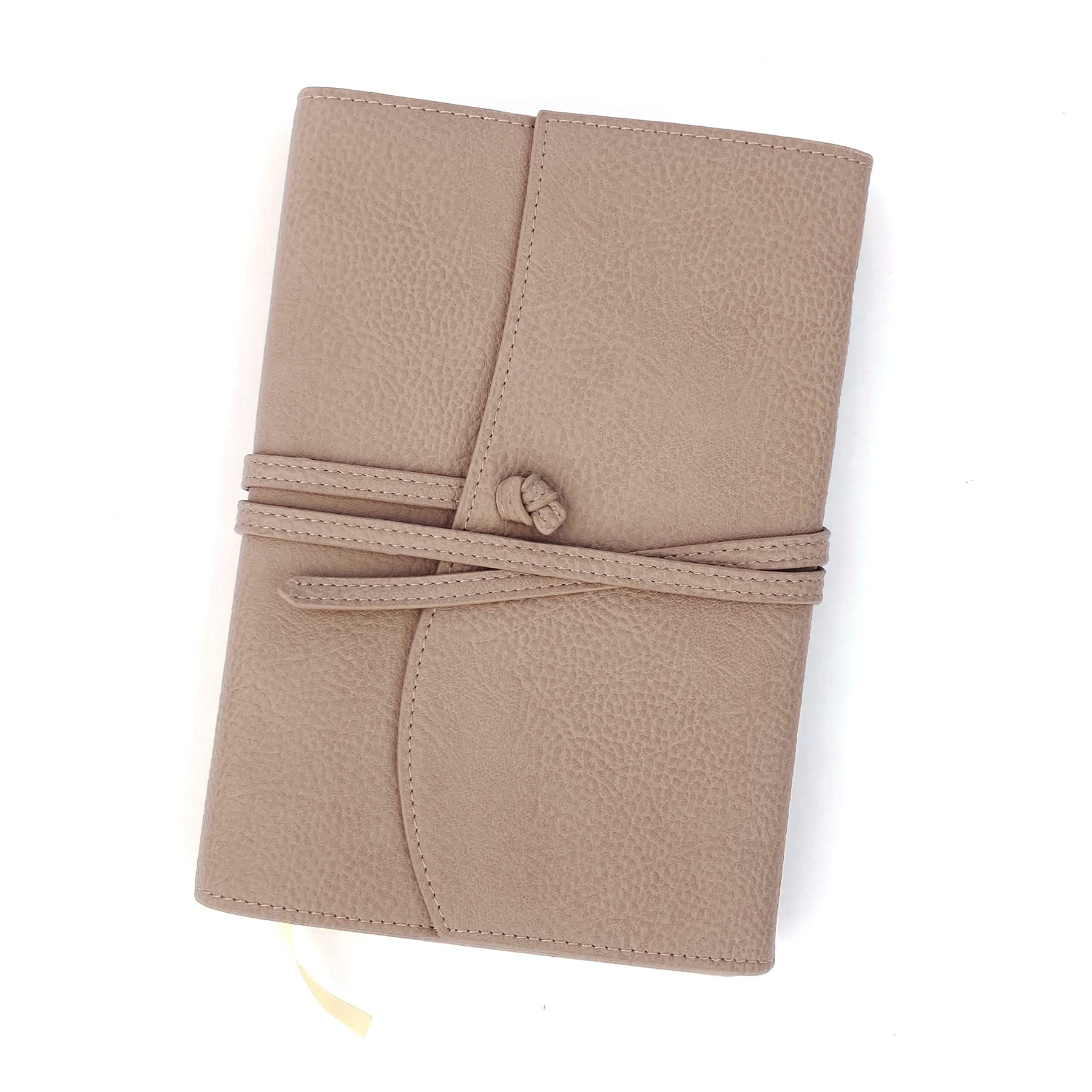 Leather Journal for Women Refillable Faux Leather Cover with A5 Lay-flat Bound Journals | Personal Wrap Style Notebook Diary for Women (Taupe 6x8, Lined Paper)