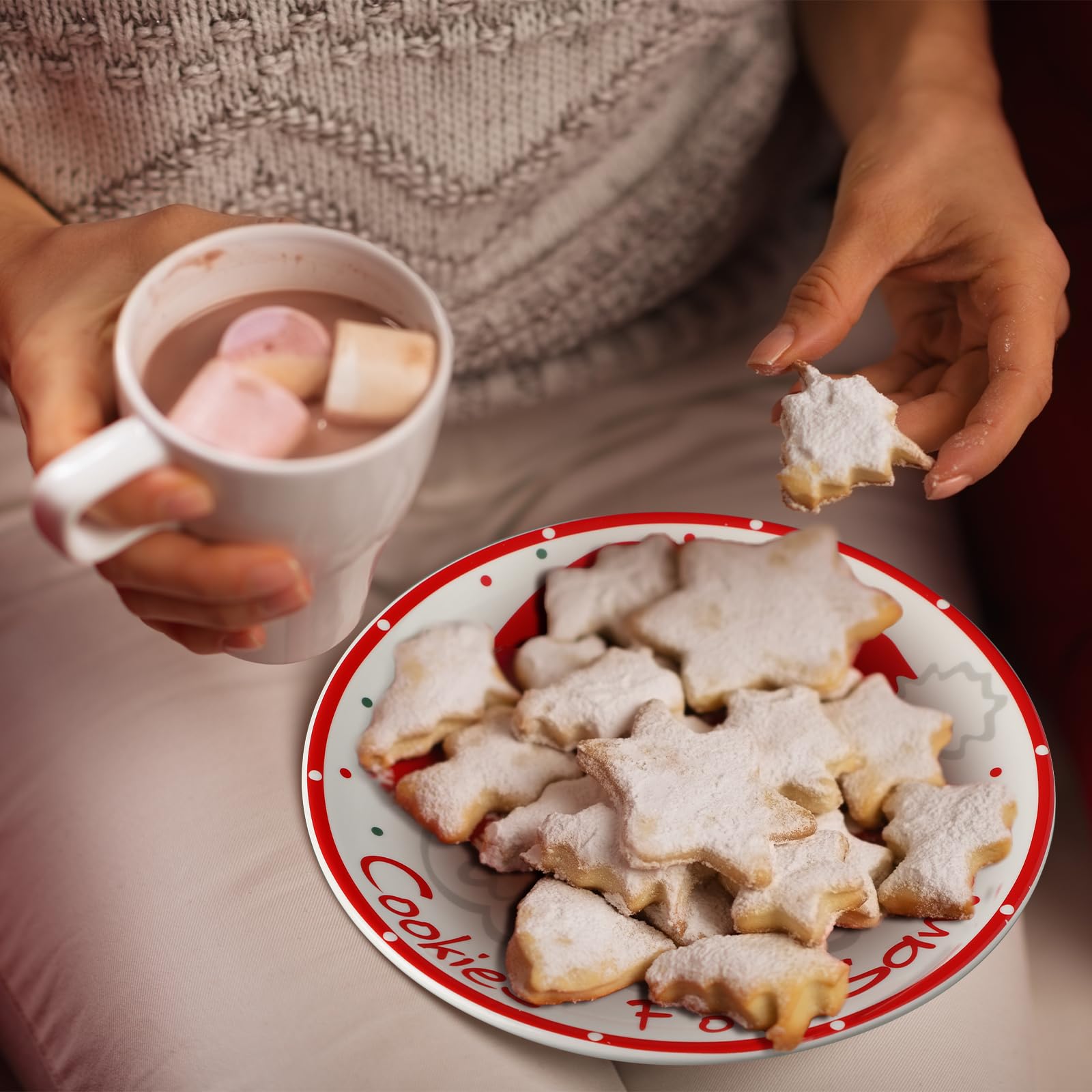 Nitial Ensemble de biscuits de Noël pour le Père Noël avec pot à lait, bol à friandises et bloc-notes « Dear Santa » - Cadeau de réveillon de Noël pour enfants (Père Noël)
