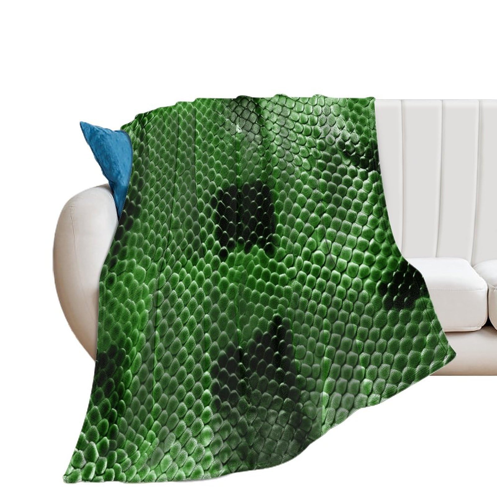 Couverture de lit chaude peau de serpent verte pour cocooning salon et chambre