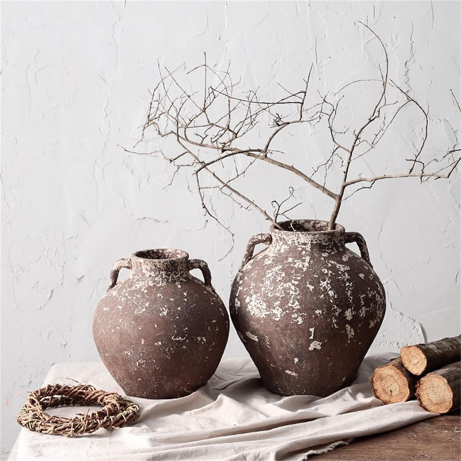 pataya　VINTAGE flower vase2つセット Vases Vases for Flowers, Vintage Ceramic Vases Clay Pots Planters
