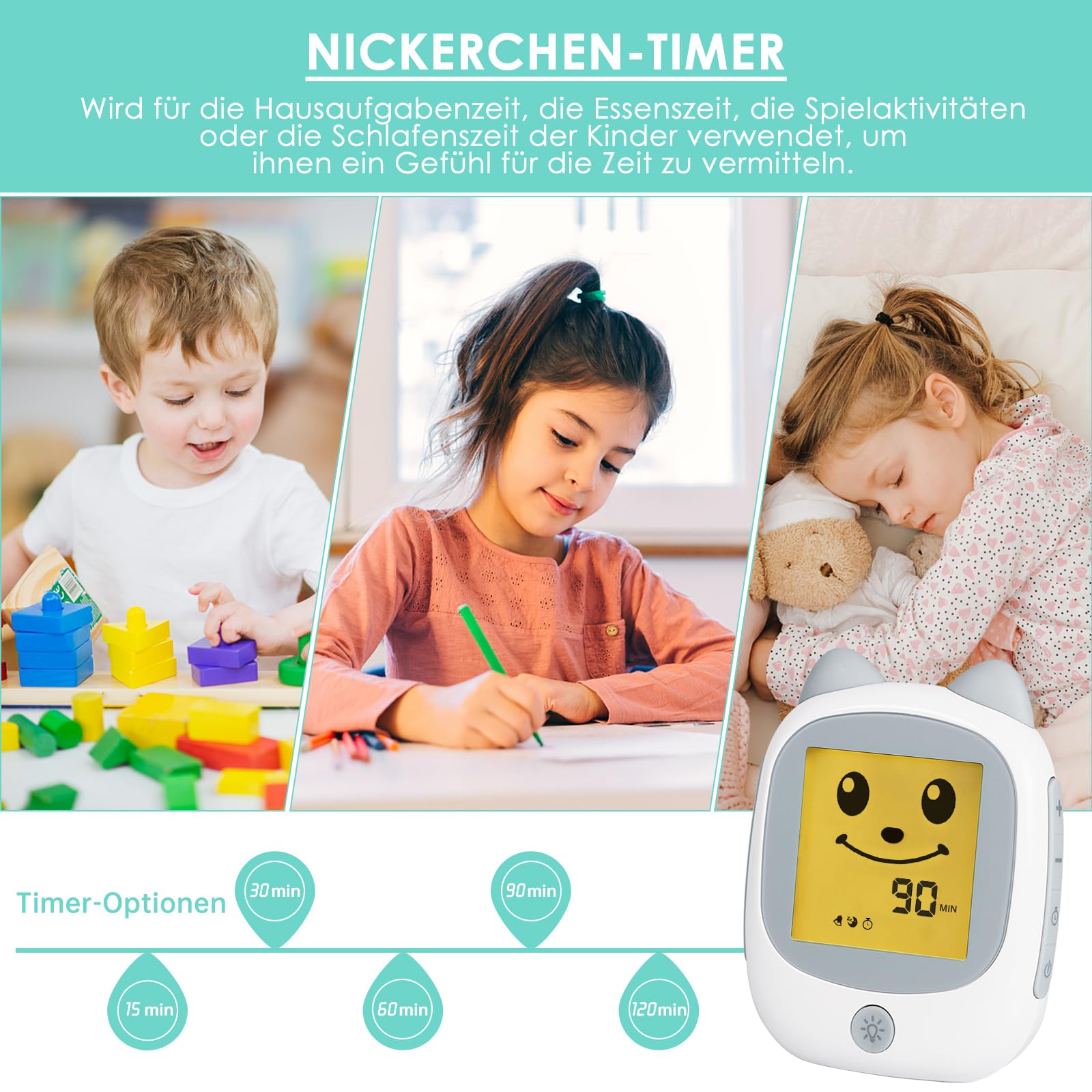 Kleinkinder Schlaf Training Kinderwecker, Schlaftrainer Kinder, Snooze und Timer, Digitaler Wecker Kinder für Jungen und Mädchen