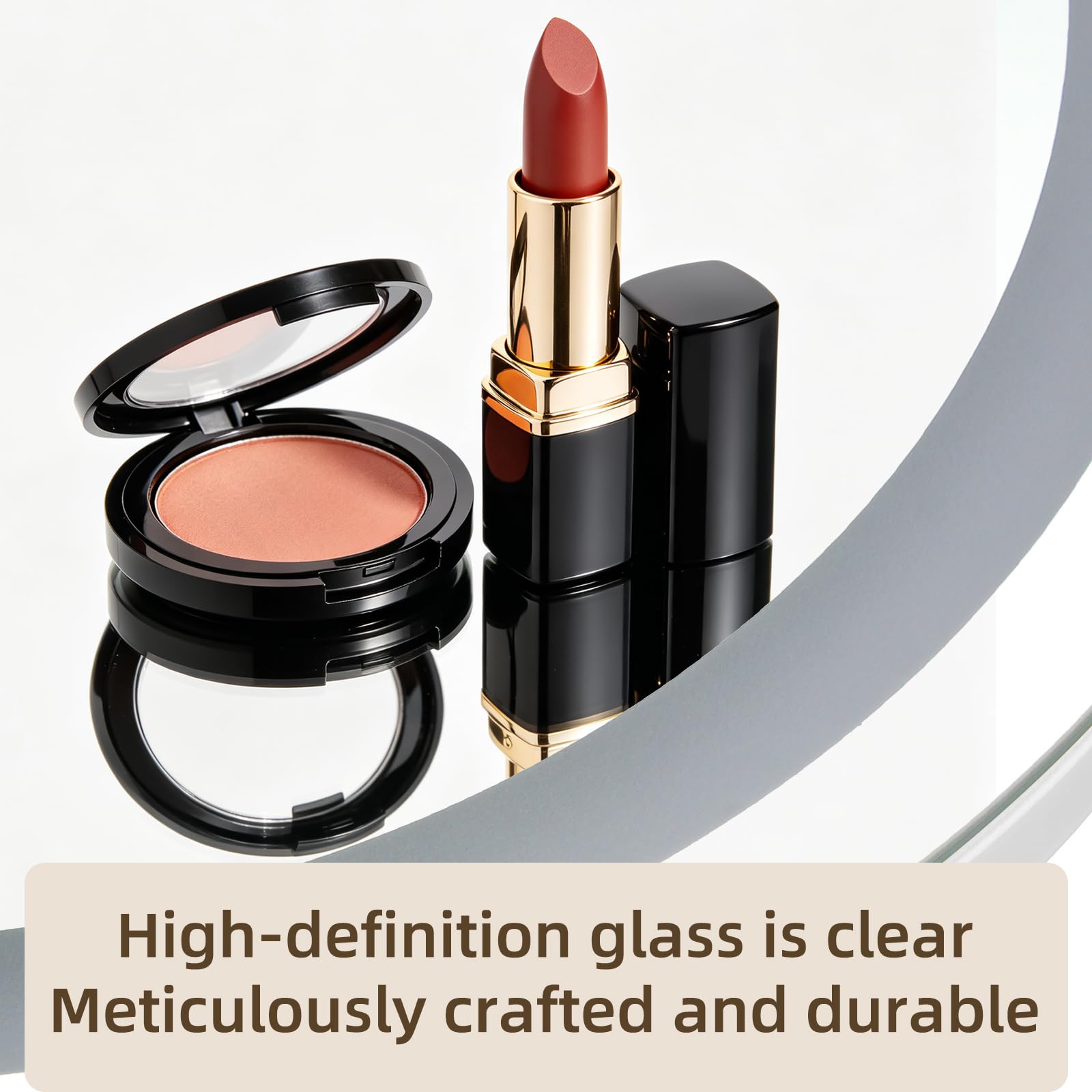 MantoLite Espejo de Maquillaje Redondo LED Iluminado 40 cm Blanco Táctil | Espejo de maquillaje grande giratorio 360° con luces, espejo de mesa regulable con 3 modos de iluminación.
