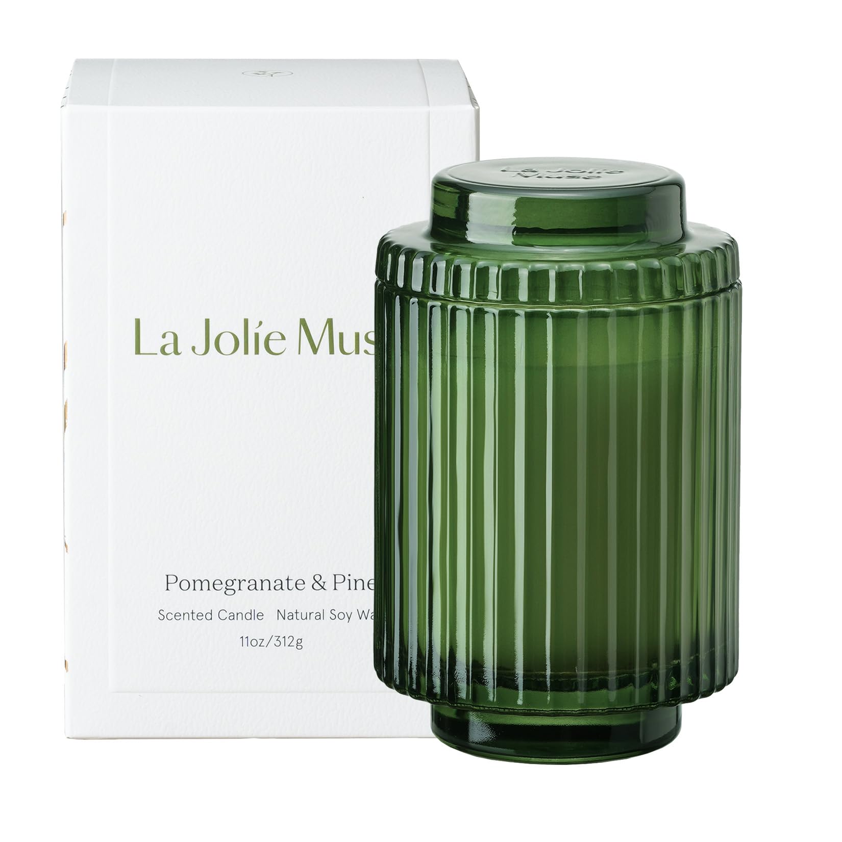 LA JOLIE MUSE Bougie parfumée sapin et bois de cèdre – Bougies de Noël pour les vacances – Bougies vertes pour la maison – Cire naturelle – Longue durée de combustion : 80 heures