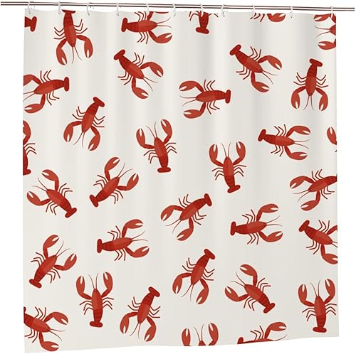 Cortina de ducha de plástico de langosta de 72 x 72 pulgadas, cortinas de ducha extra largas para baño, juego de cortinas de baño con ganchos,