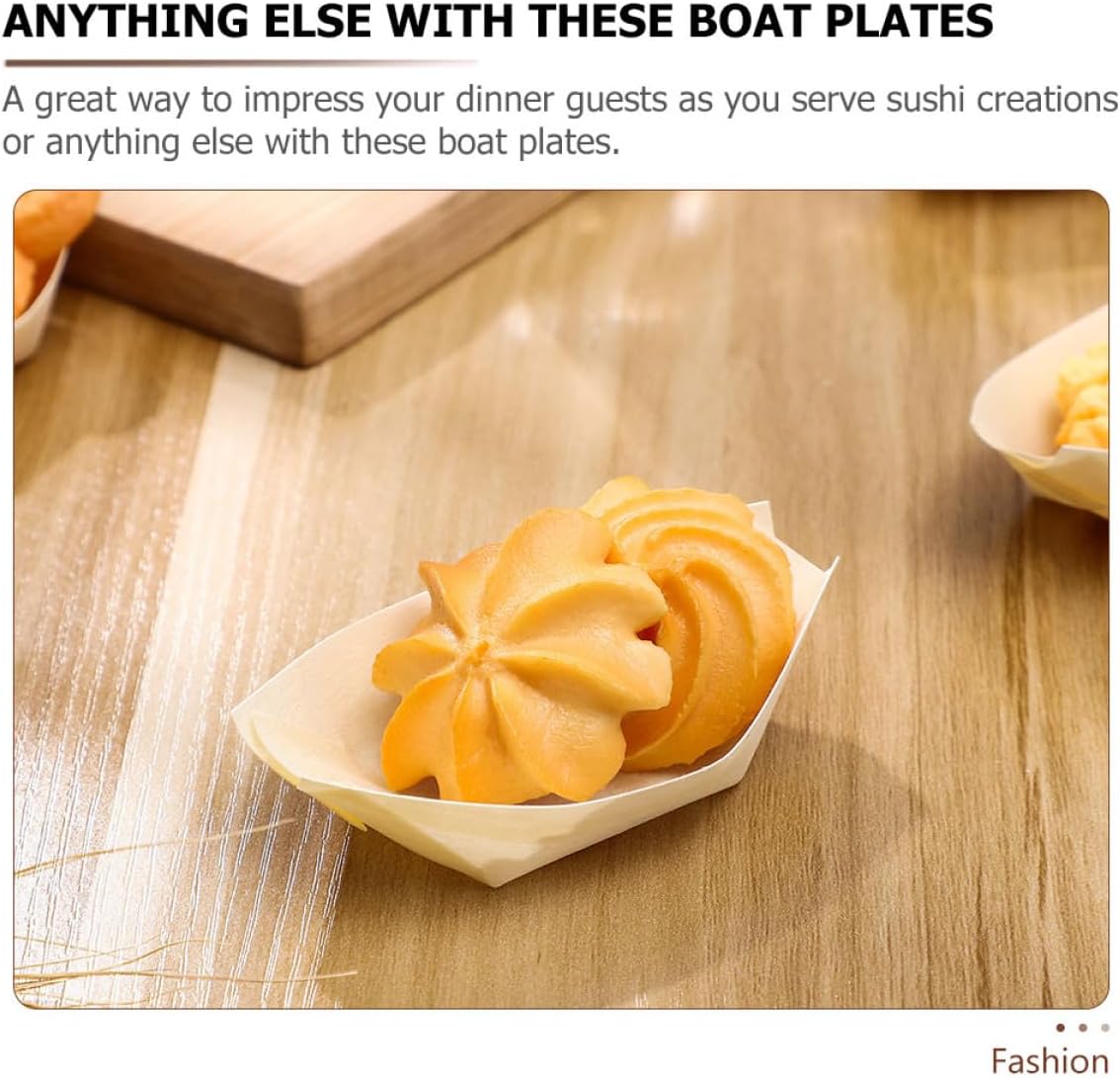 Disposable Wooden Sushi Boat Plates 250pcs Pine for Tastings