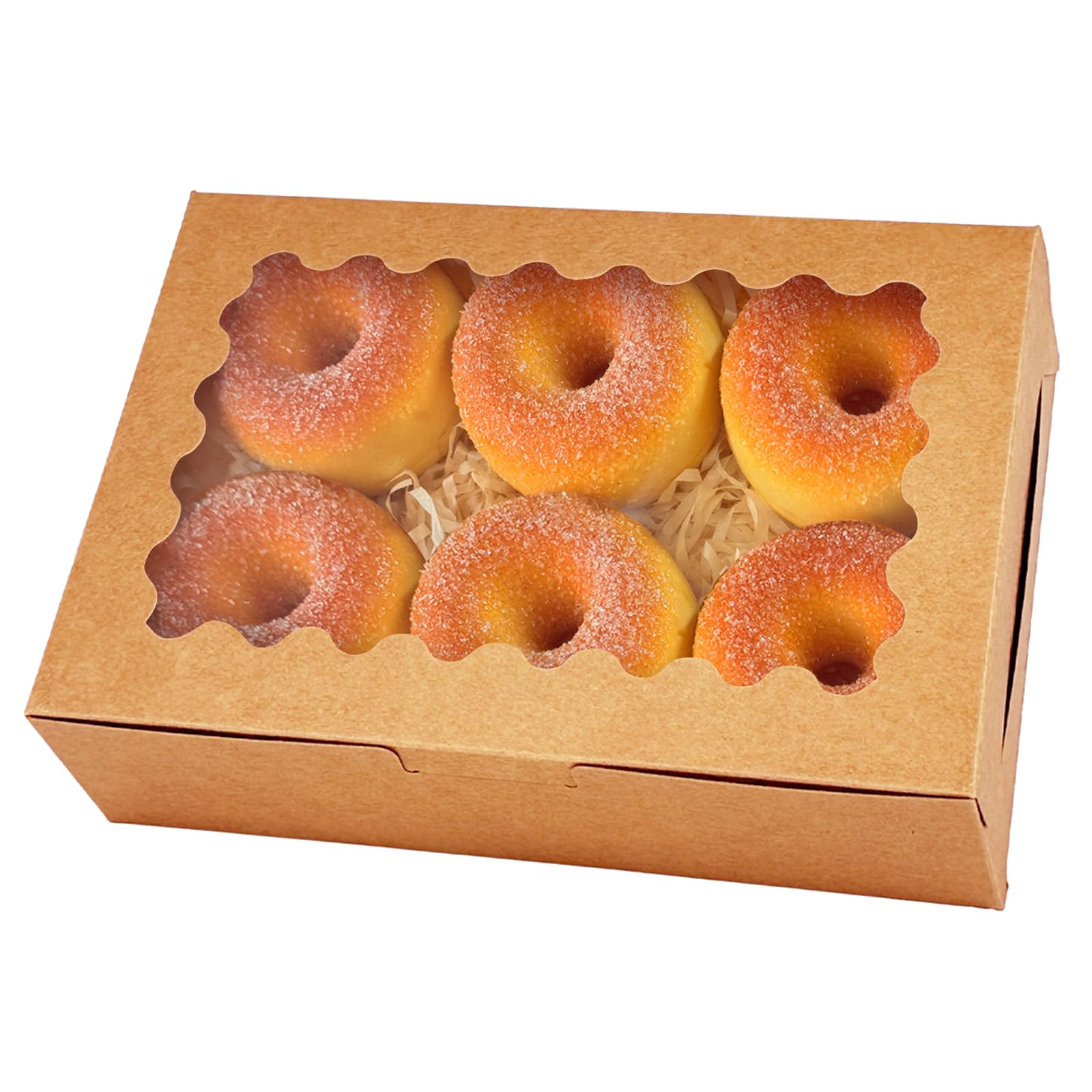 Pack of 15 Brown Biscuit Tins with Window 22.86 x 15.24 x 6.35 cm Pastry Macaron Bakery Box for Packaging (9 x 6 x 2.5 inches)