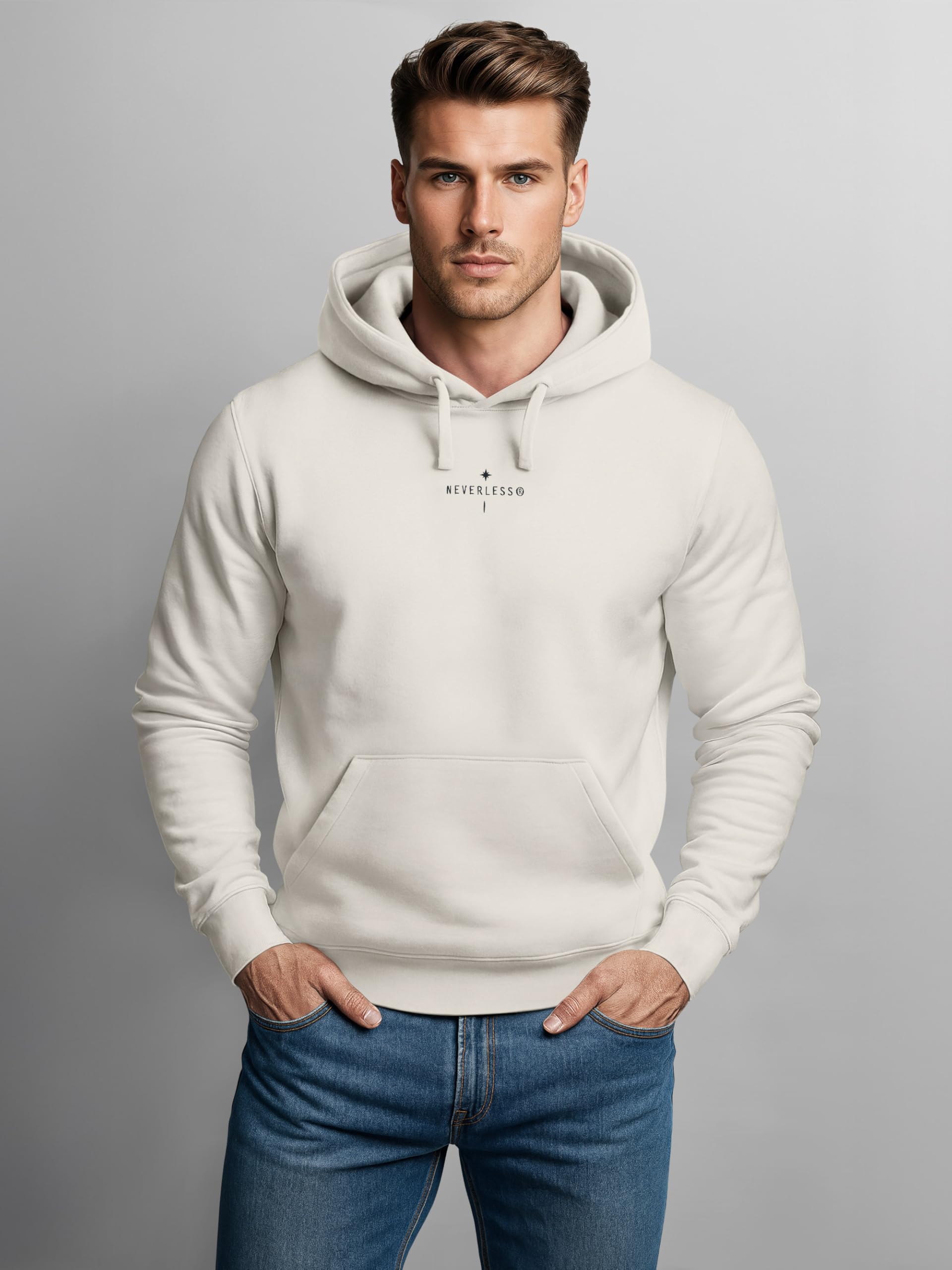 Neverless® Herren Hoodie Backprint Nature Symbole | Kompass | Berge | Baum Outdoor Männer Fashion Streetstyle