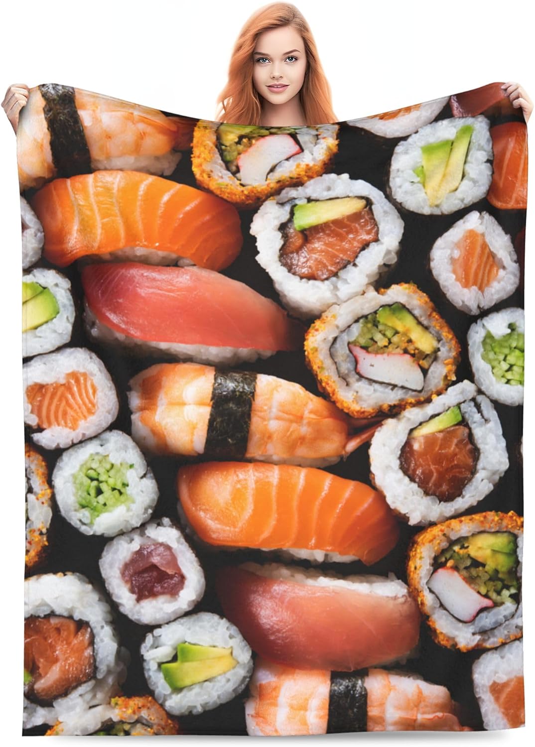 Sushi Roll Blanket Real Japanese Food Kawaii Colorful Throw Blankets Gifts for Kids