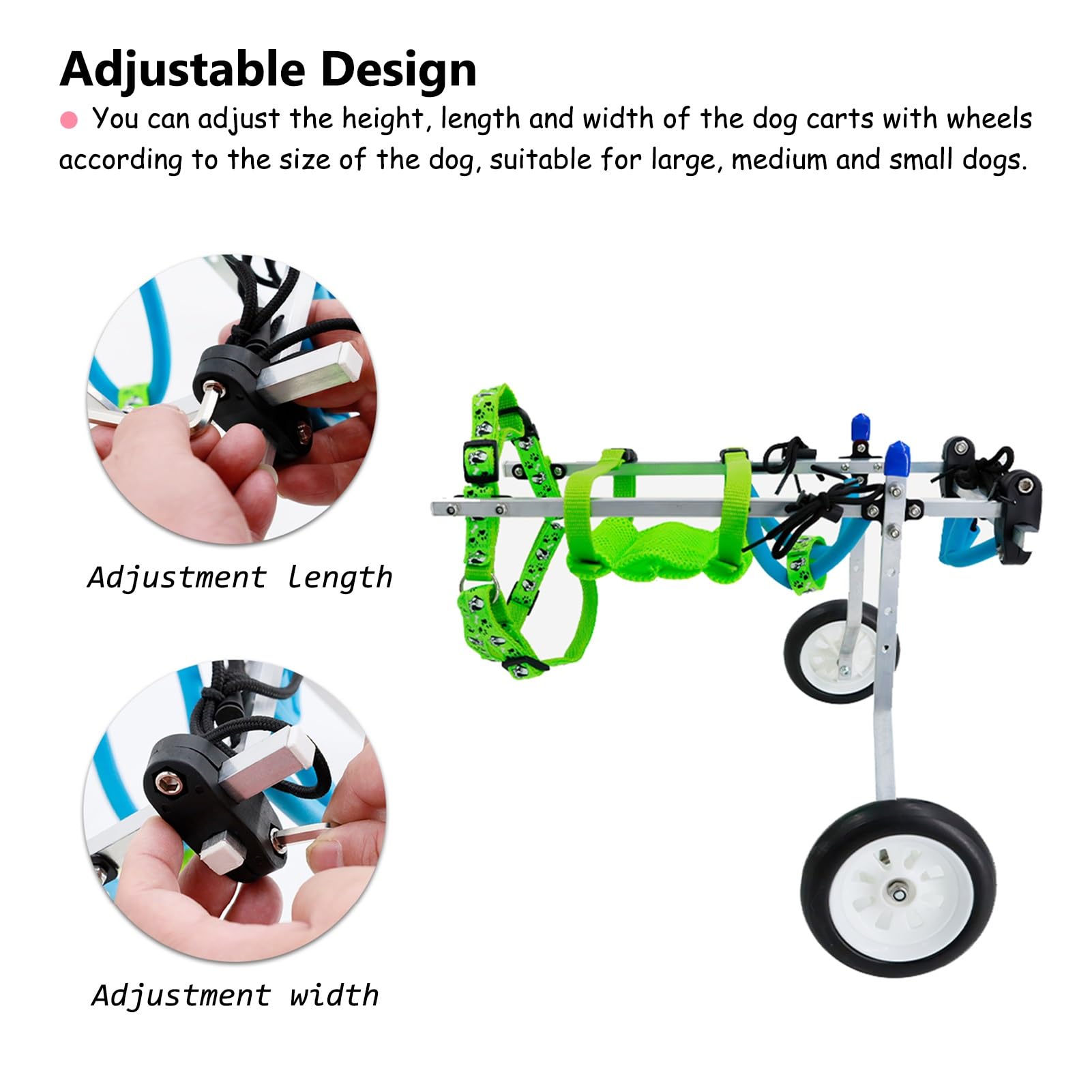 Carrello Cani Disabili Sedia a Rotelle per Cani/ gatti con 2 Ruote e Imbracatura, Rimorchio per Bici per Cani di Piccole Dimensioni per Zampe Posteriori Paralizzate, Carrello Leggero per Animali Domes