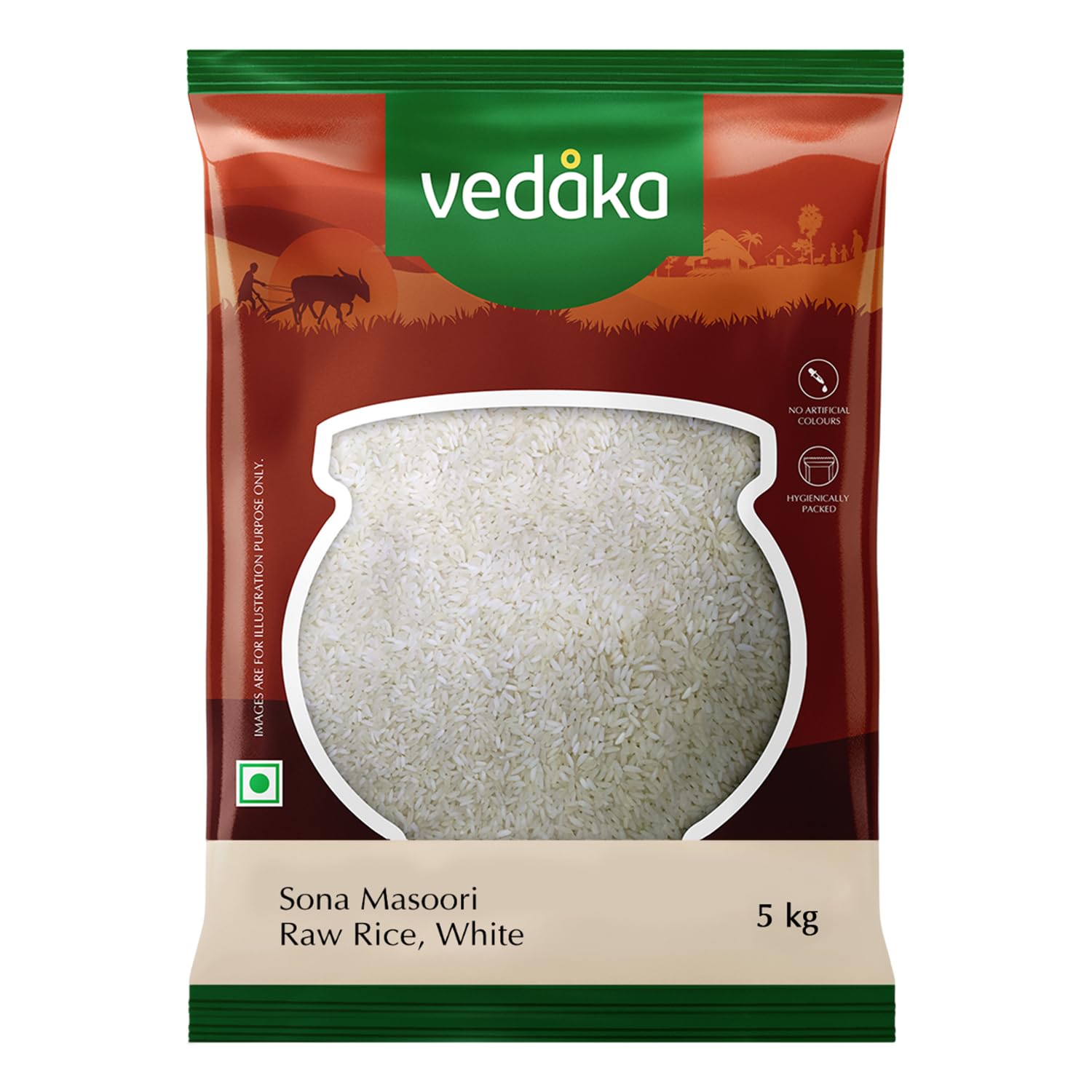 Amazon Brand - Vedaka Sona Masoori Rice, Steamed, 5 kg