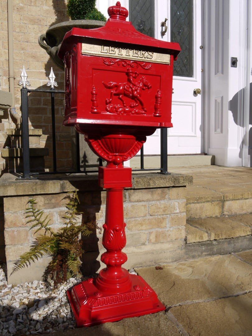 Red Vintage Style Aluminium Letter Box Mail Box 116cm