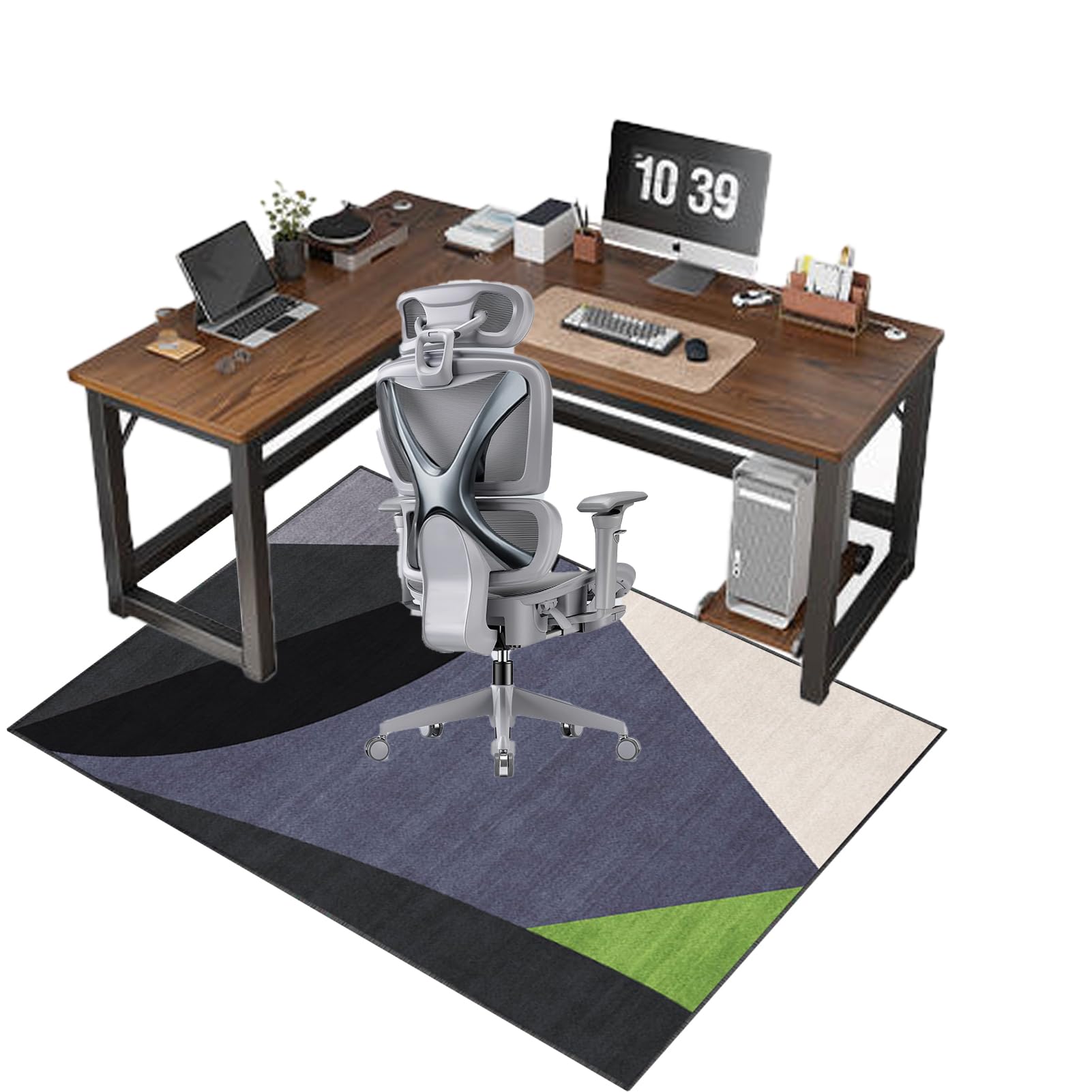 Tapis de chaise de jeu pour tapis de sol 160 x 200 cm antidérapant pour bureau et maison Protège les sols bas et sans poils
