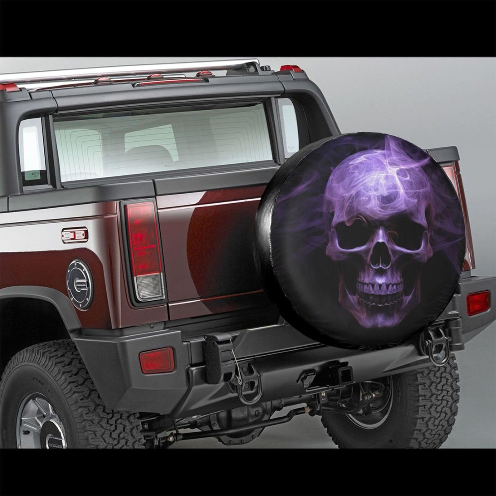 LOJAOGON Purple Skull Print Spare Tire Cover Wheel Protectors Dust-Proof Wheel Tire Cover Fit Trailer, Rv, Sand Many Vehicle 17inch