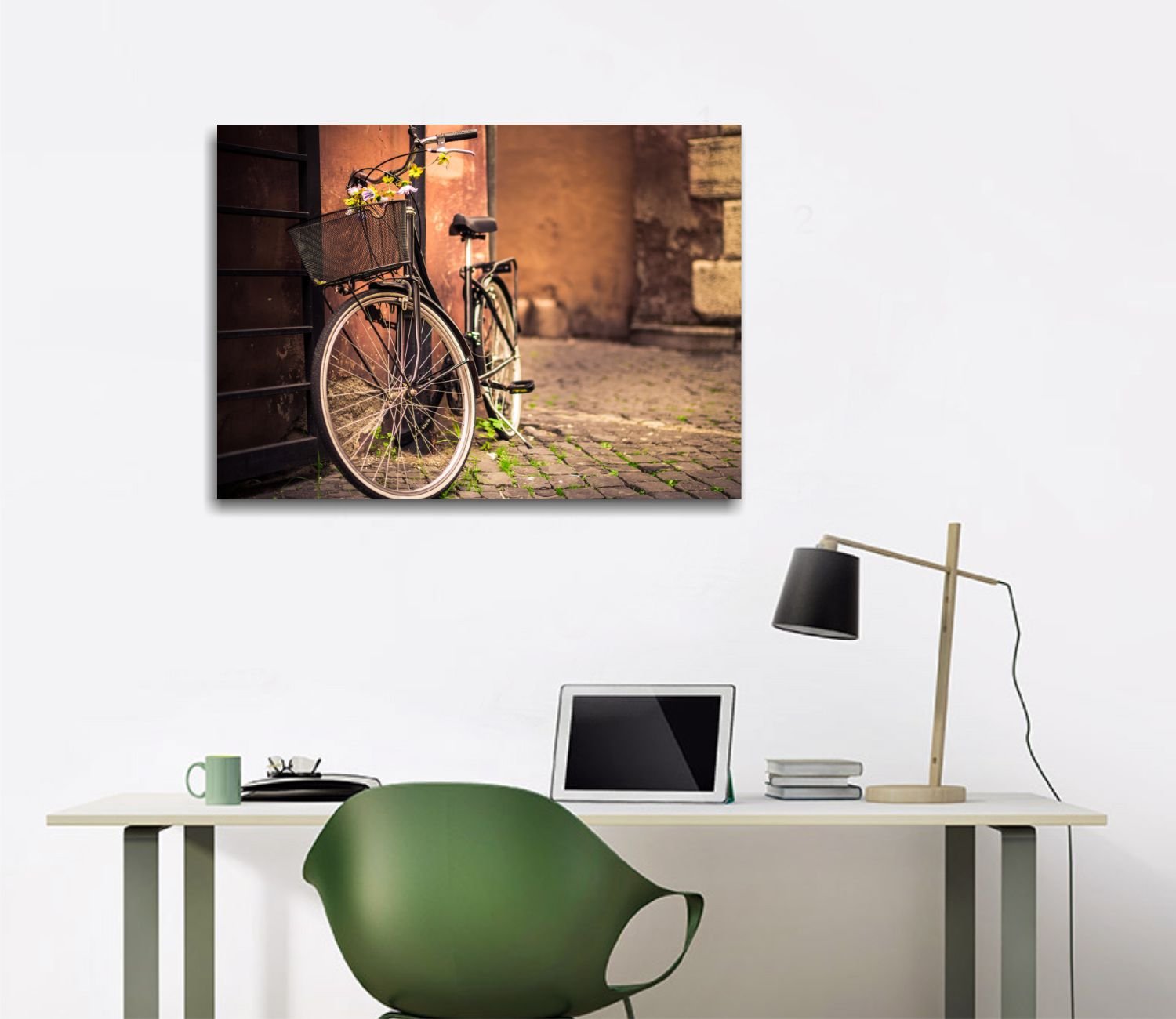 Quadri L&C ITALIA Bici Vintage Retro 3 - Quadro Moderno Bicicletta 70 x 50 per Soggiorno Camera da Letto Ragazza Cucina Stampa su Tela da Parete