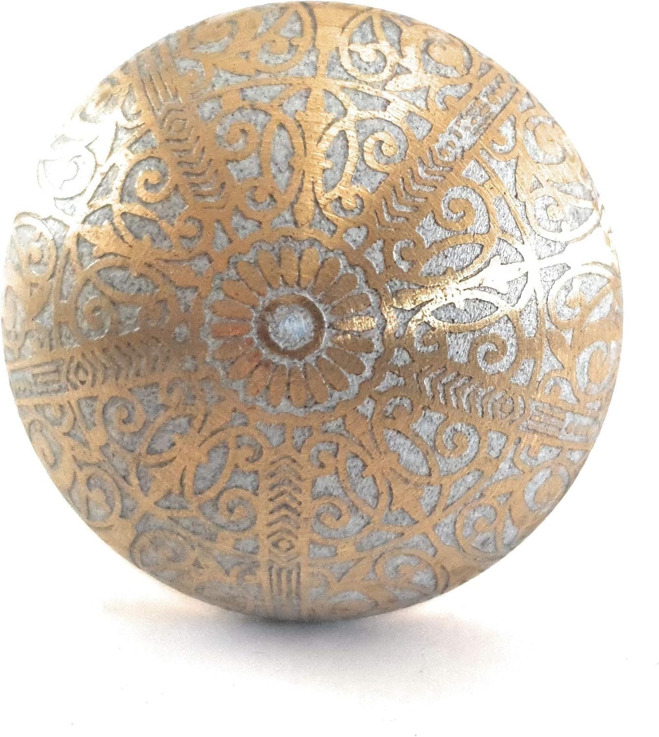 owlKraft Handmade Brass White Brass Cabinet Knobs, Vintage Decorative Drawer Pulls for Trendy Cabinets, Modern Dressers & Cupboards, Brass Knobs for Kitchen & Furniture - Set of 6