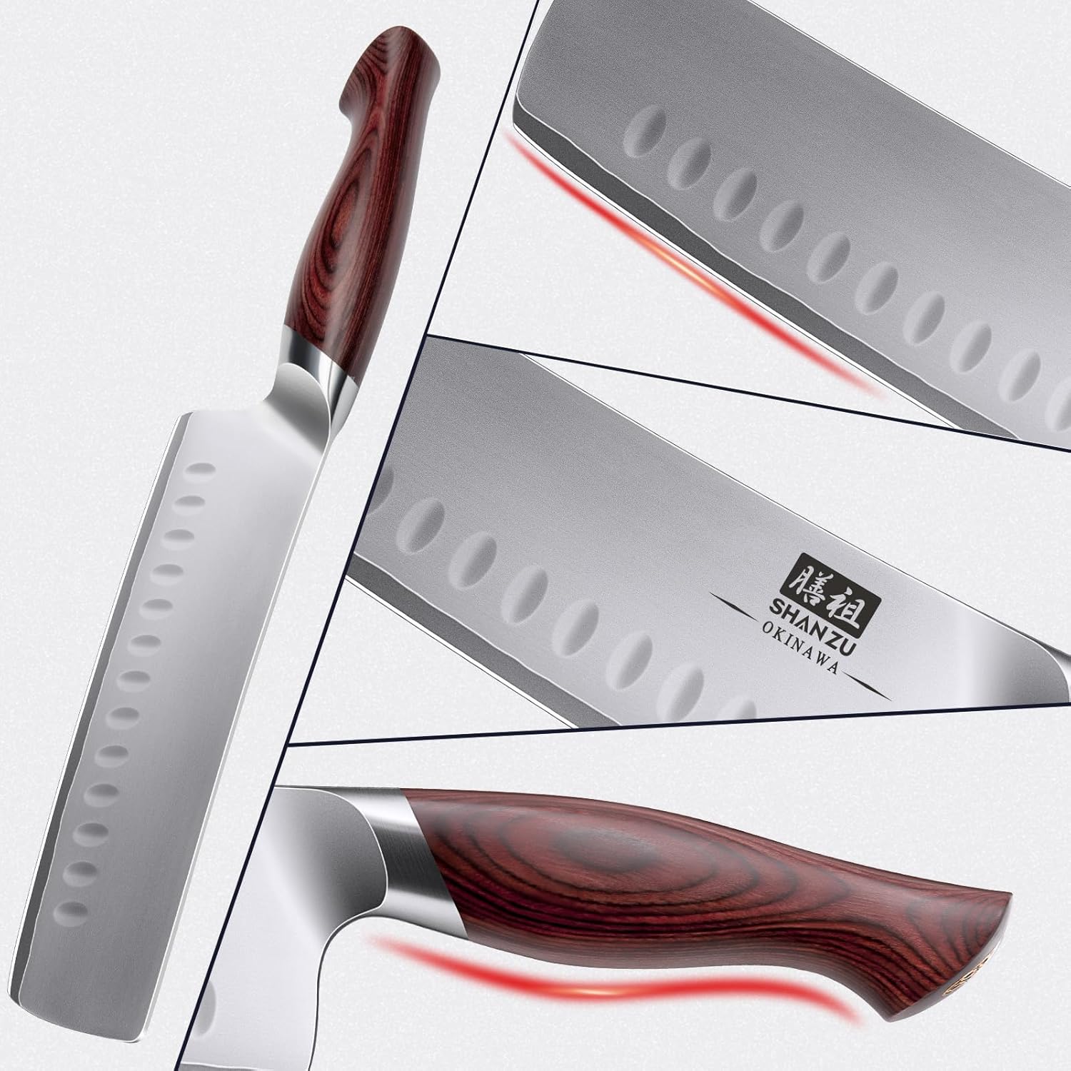 SHAN ZU 7 Inch Nakiri Knife, Japanese 10Cr15MoV High Carbon Stainless Steel Chopping Chef Knife, Professional Sharp Multipurpose Asian Kitchen Vegetable Cleaver Knife with Ergonomic Pakkawood Handle - Image 8