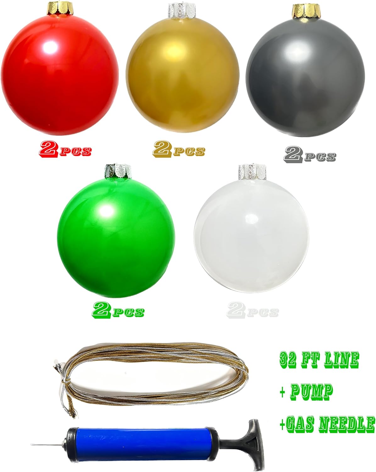 Inflatable Christmas Ornaments,(9'' 10 pcs) Large Inflatable Christmas Balls,Christmas Indoor and Outdoor Decor Balls,Holiday Decorations Yard Tree Decoration