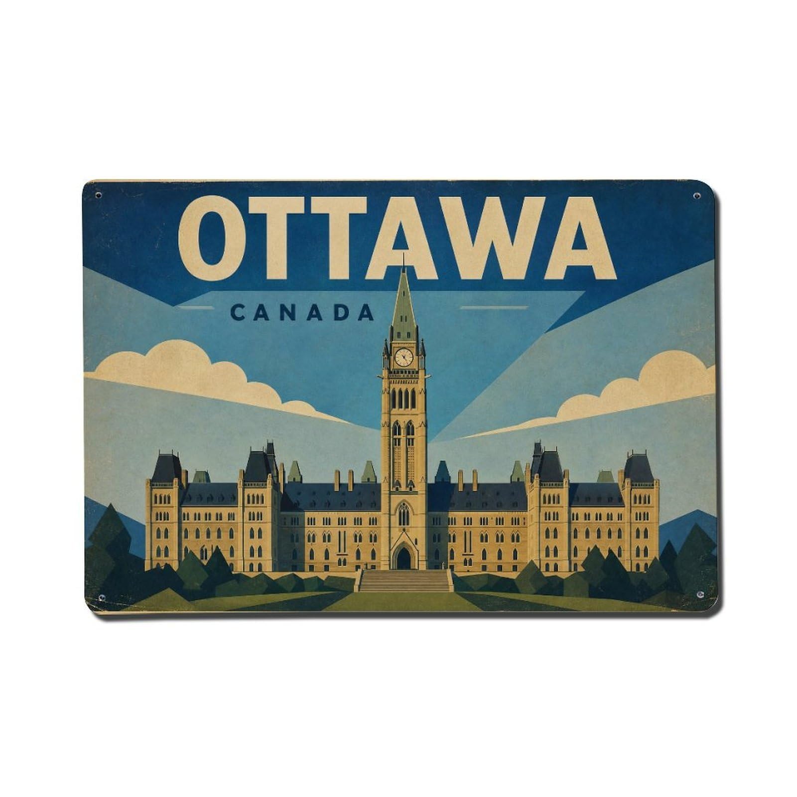 Retro Travel Canada Ottawa Metal Tin Sign