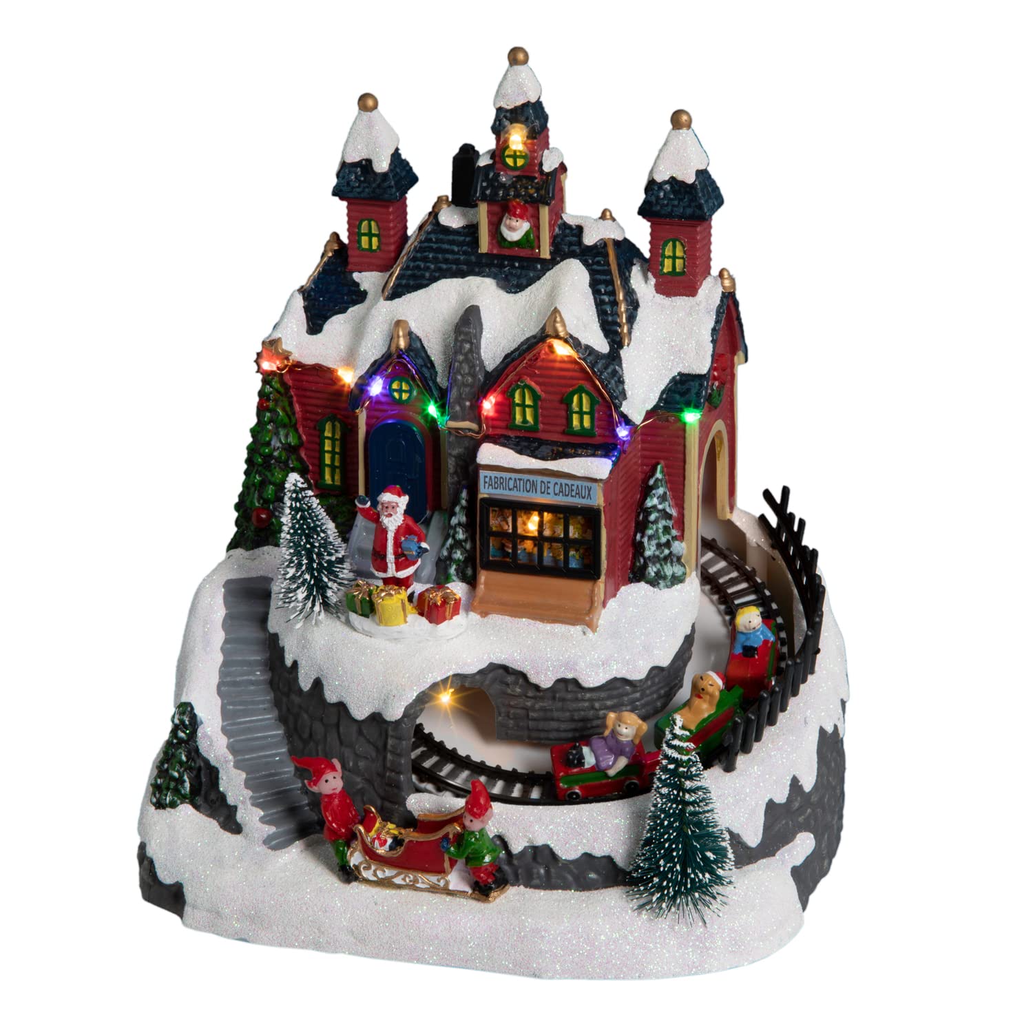 Féerie Lights et Christma Village de Noël Lumineux, Atelier de Cadeaux et Train