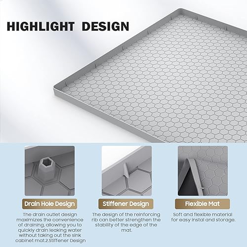 Miniatura 5 de KOCWELL Organizador deslizante estable para debajo del fregadero con 2 niveles, alfombrilla adicional para debajo del fregadero incluida,