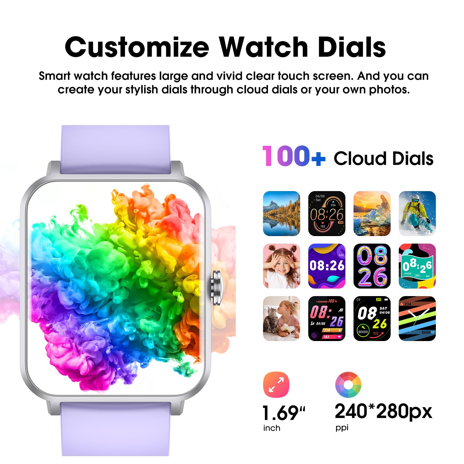 Smart Watch (Answer/Make Call) for Women Men, Fitness Tracker with Heart Rate, Blood Oxygen, Sleep Tracker, IP68 Waterproof Fitness Watch Step Calorie Counter Pedometer Compatible iPhone & Android