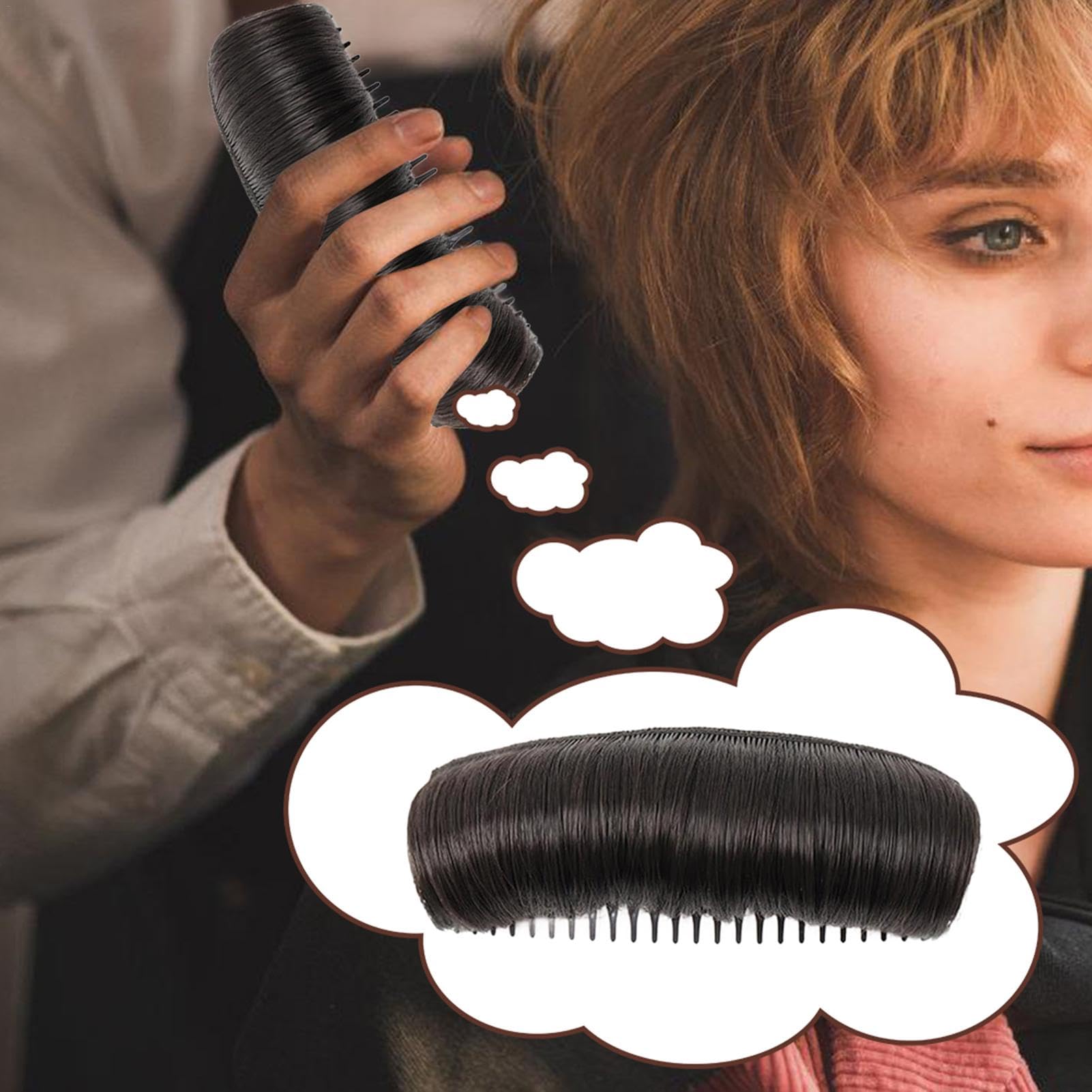 Portrayi Invisible Flu-ffy Hair Pad, Invisible Hair Bun Wig Clip, Invisible Flu-ffy Hair Pad Black, Natural Hair Bun Clip, D IY Heightening Hairstyle Invisible Fl-uffy Hair Pad