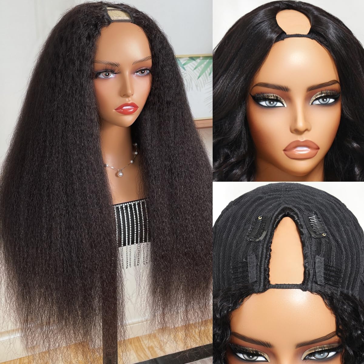 Amazon.com : UNICE Kinky Straight V Part Wigs Human Hair for 