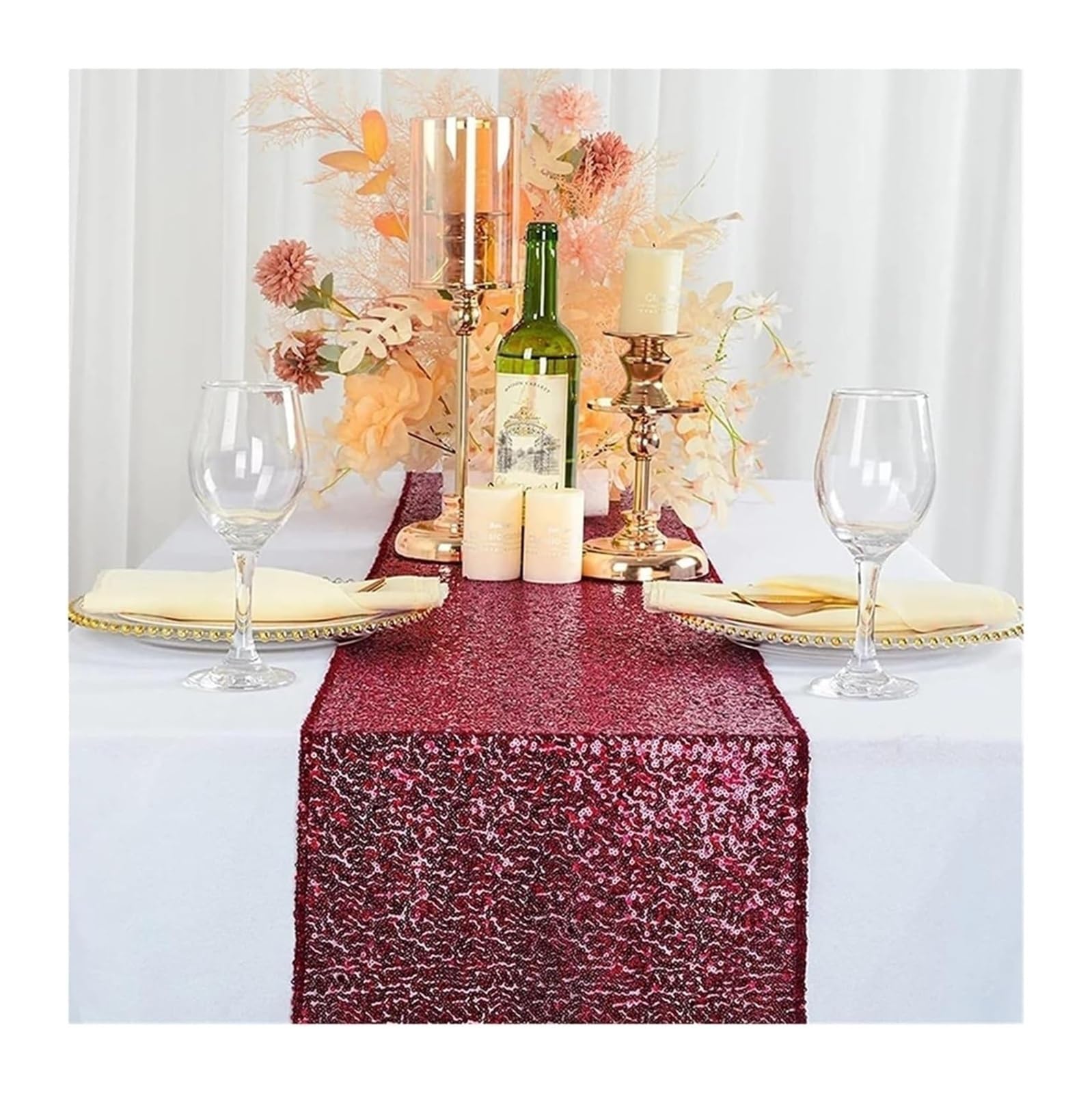 PZOFERLIN Table flag Multicolor Sequin Table Runner 30X180-275cm Wedding Party Decoration(Color 8,30X180cm)