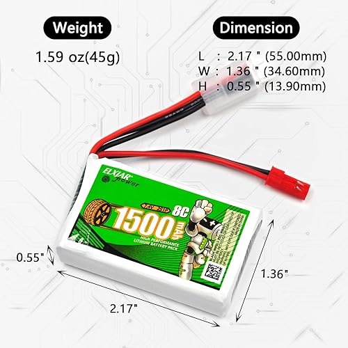 Miniatura 4 de Paquete de 2 baterías de repuesto Li-Po de 7.4V 1500mAh para Flysky FS-GT5 2.4G 6CH transmisor control remoto RC, con conector 2S, JST y cargador USB