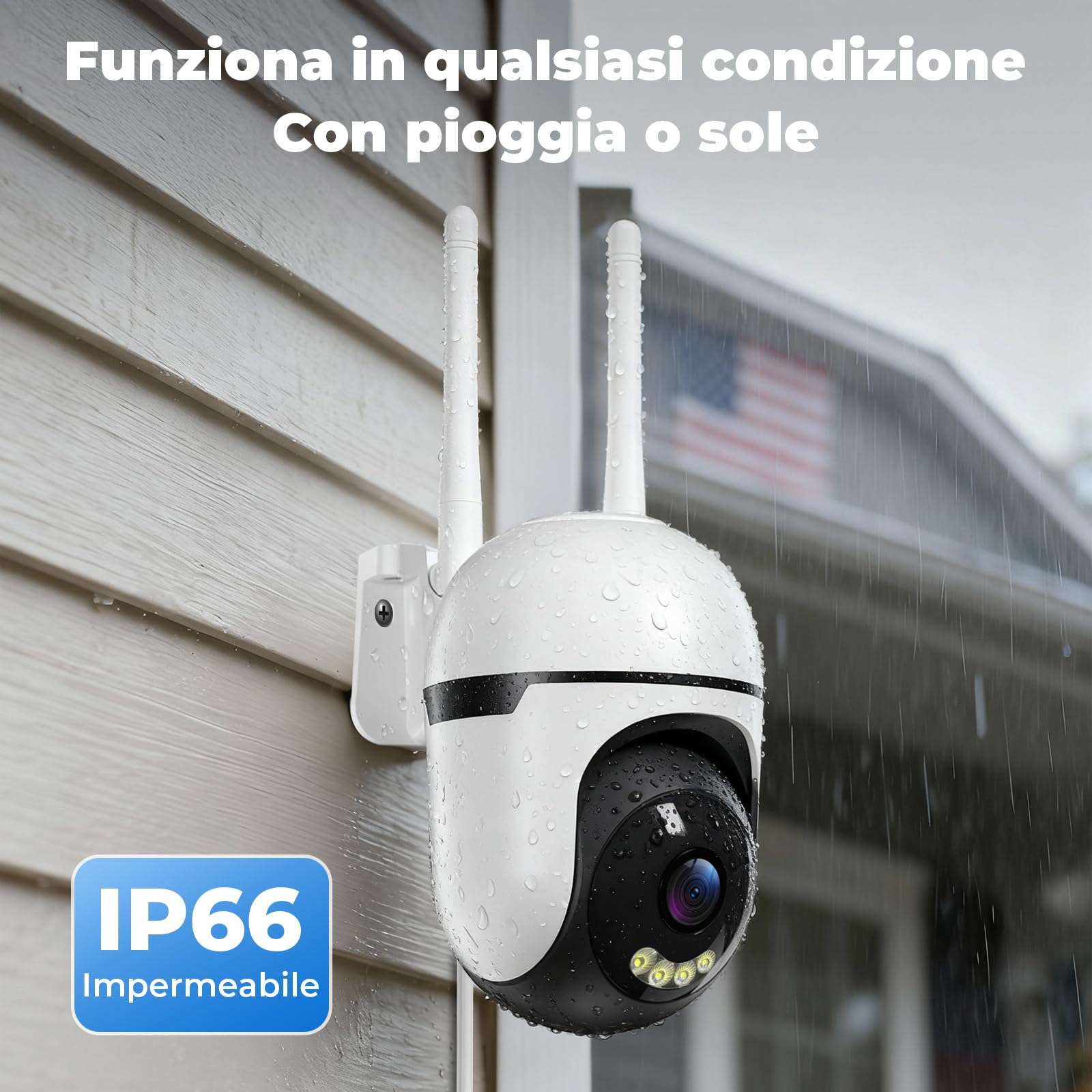 WESECUU - Cámara de vigilancia WiFi exterior, seguimiento automático de 360°, cámara IP compatible con 2.4Ghz/5Ghz, visión nocturna color, detección humana, audio bidireccional, grabación 24H