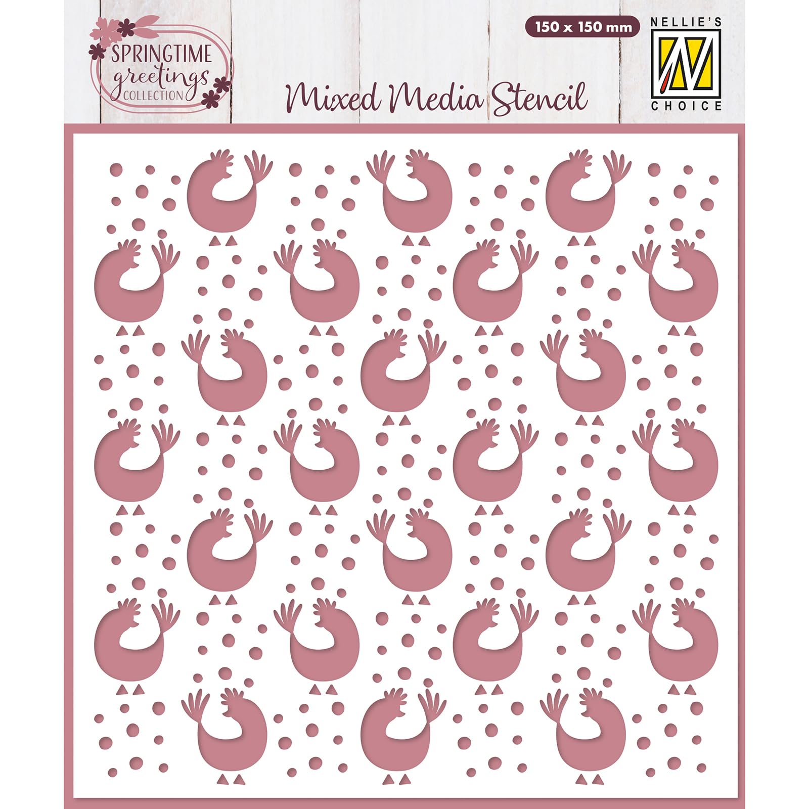 Nellie's Choice Stencil Chickens 5.9 x 5.9 inch / 15 x 15 cm - Reusable Stencil for Crafts, Scrapbooking, Cardmaking and Other Papercrafts