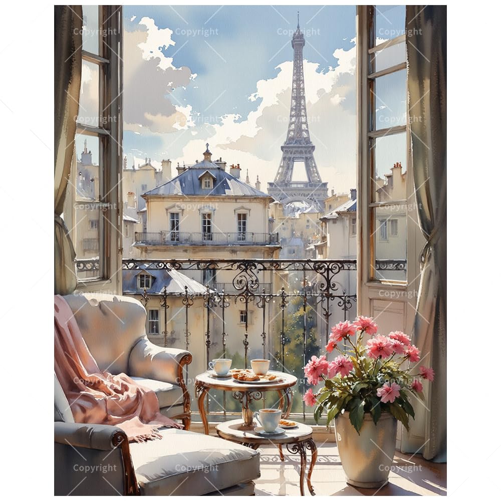 DecorFriday Paris Balcony Paint by Numbers Kit