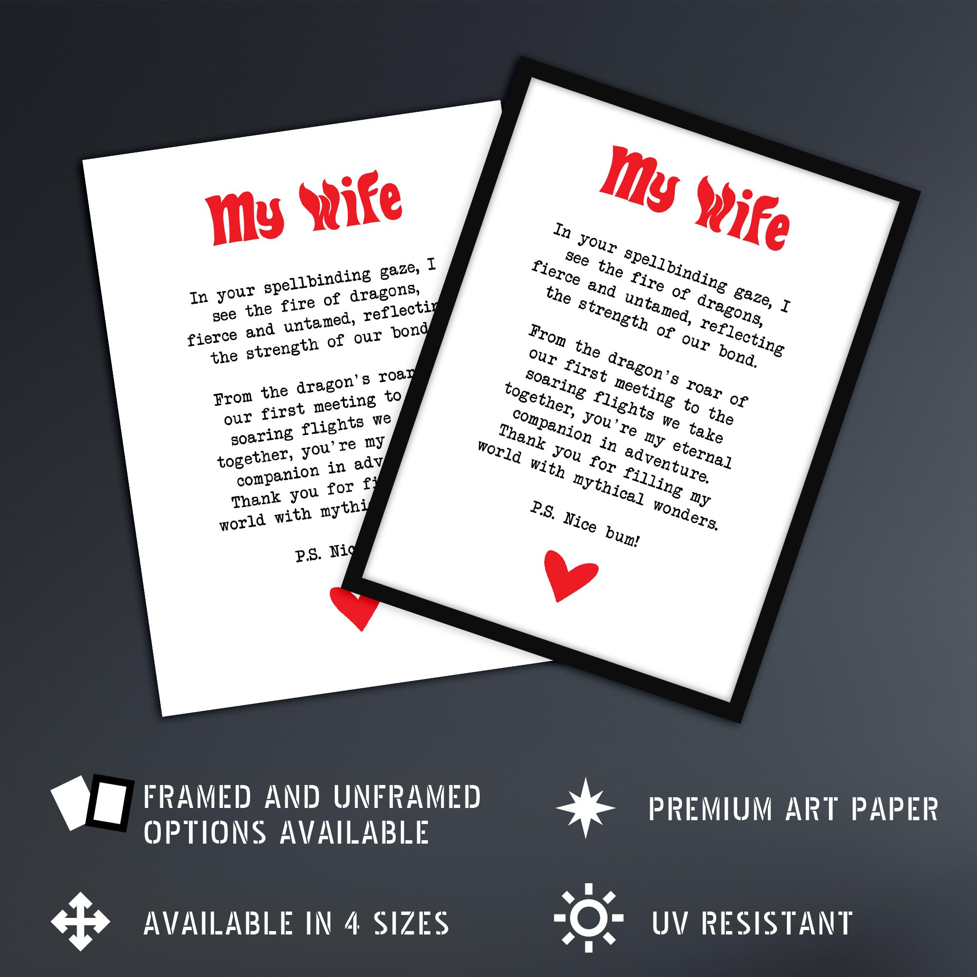 Artery8 Love Poem Role Play Game Nerd Wife Romantic Bedroom Large Wall Art Poster Print Thick Paper 18X24 Inch - Image 2
