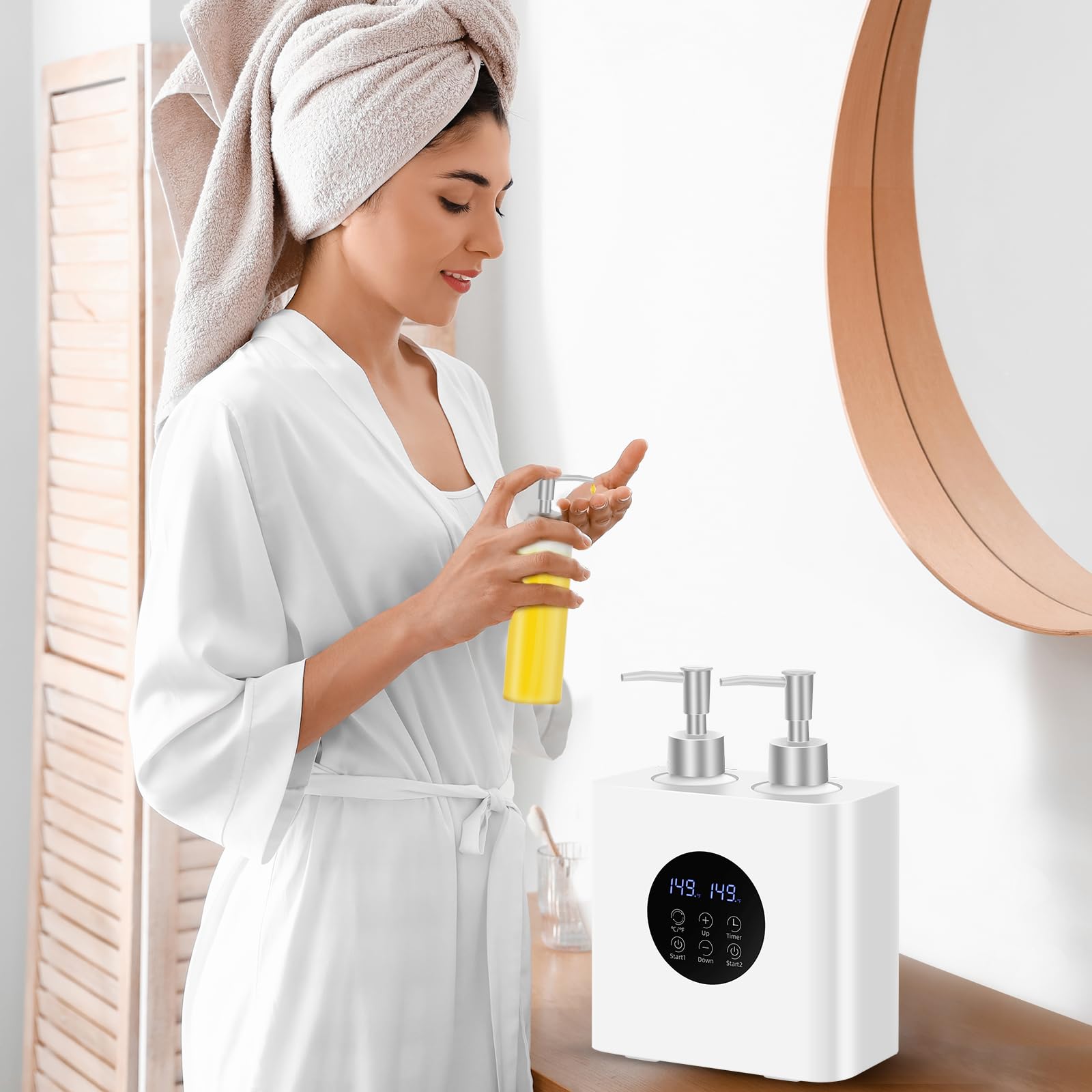 Professionelle Massage Öl Wärmer mit 4 Flaschen Dispenser, Elektrische Lotion Heizer für Salon und Zuhause, Einstellbare Konstante Temperatur