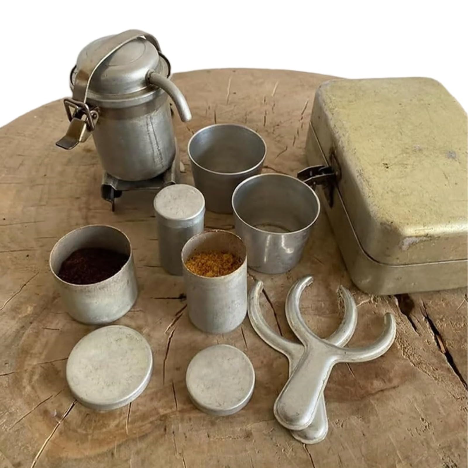 Extra Rare Collectors Portable Espresso Machine & Pour Over Coffee Set - Vintage Camping Kit with 2 Travel Cups, Mini Design for Outdoor Adventures, Hiking, Travel - Gift for Coffee Lovers (Includes A