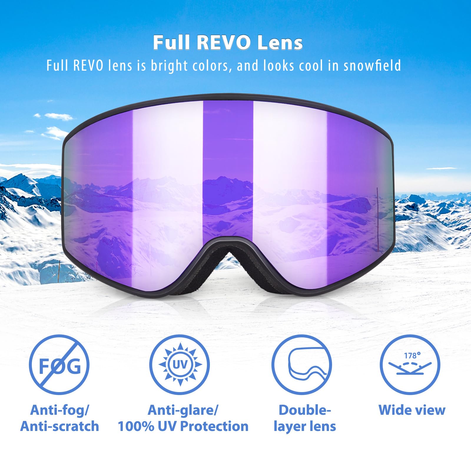 EXP VISION Parent-child Ski Goggles Set, Anti Fog Snow Goggles 100% UV Protection OTG Snowboard Glasses for Men Women, Youth - Image 2