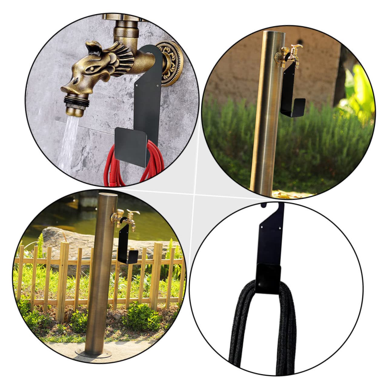 Toddmomy Gartenhaken aus Kohlenstoffstahl Schwarz Hängender Schlauchhalter für Gartenschlauch Belastbar Abriebfest für Hof und Keller