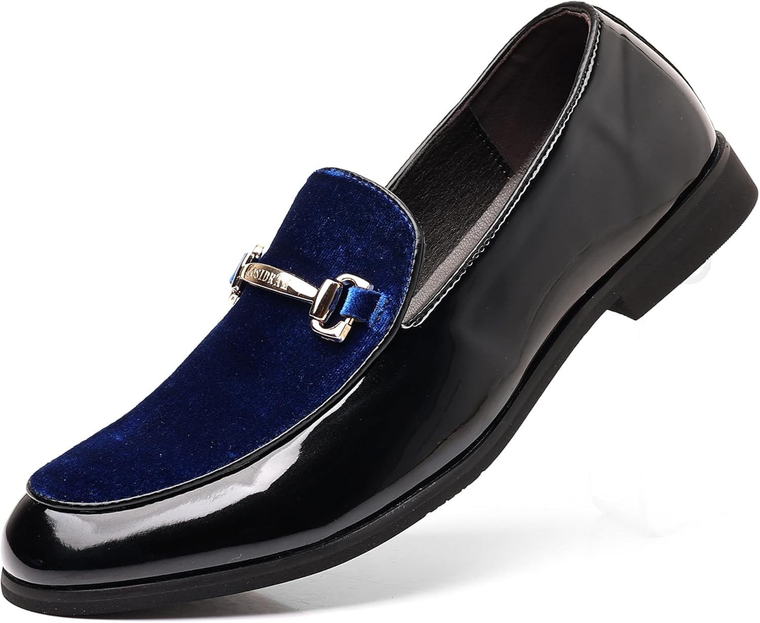 COSIDRAM Men's Casual Shoes Fashion Velvet Patent Leather Loafers Classic Gold Buckle Business Party Shoes