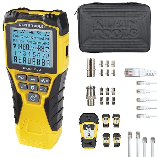 Klein Tools VDV501-853 Tester de Cables Coaxiales Scout Pro 3 con Test-n-Map Remoto, Incluye Remotos #2 - #6, Prueba Cables de Voz, Datos y Video