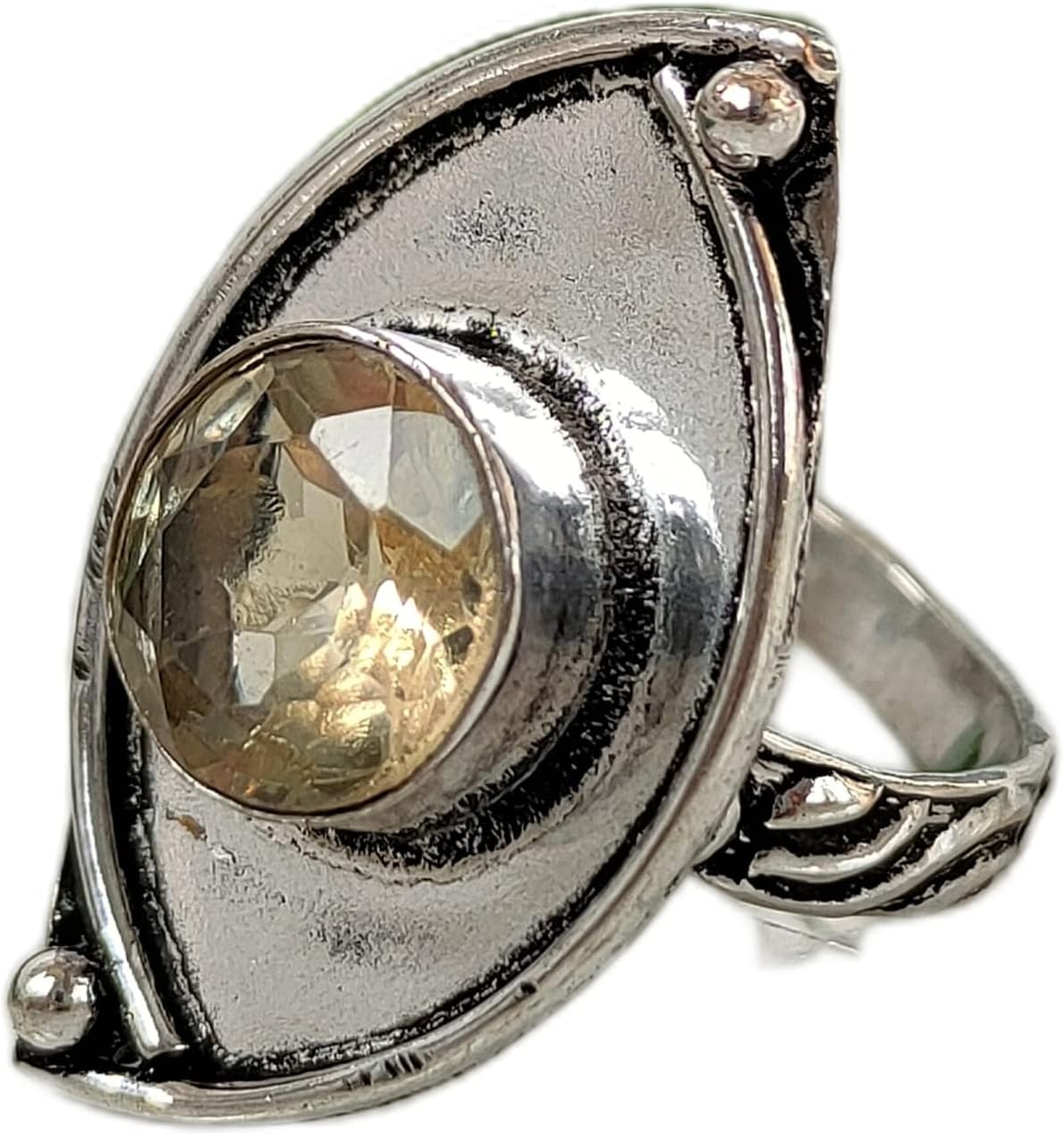 Faceted Citrine Ring, Marquise Design Ring, Artisan Design Band Ring, Yellow Stone Ring, Wedding Ring, Marquise Ring, Handmade Ring, Round Cut Stone Ring, Women Gift Ring, Citrine Jewelry