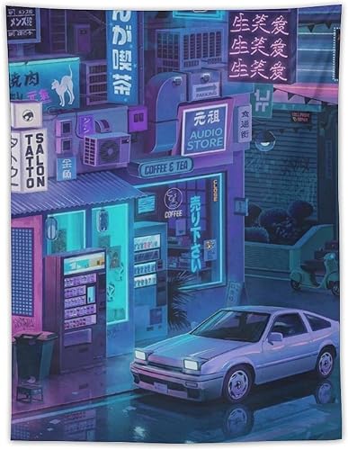 josnmre Jdm Car Ae86 Tokyo Street Neno - Tapiz de pared para dormitorio, arte estético, decoración del hogar, dormitorio, aula, sala de estar, 30 x