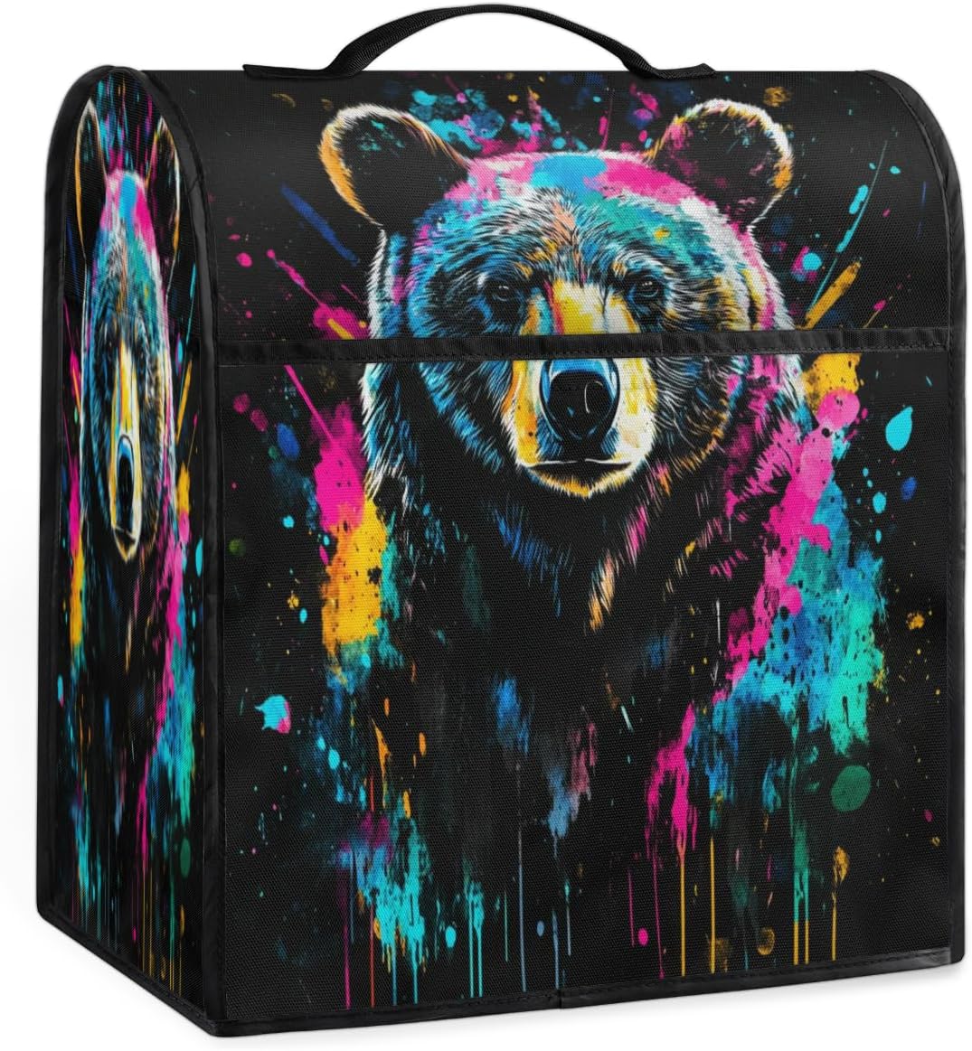 Colorful Bear Stand Mixer Cover with Pocket