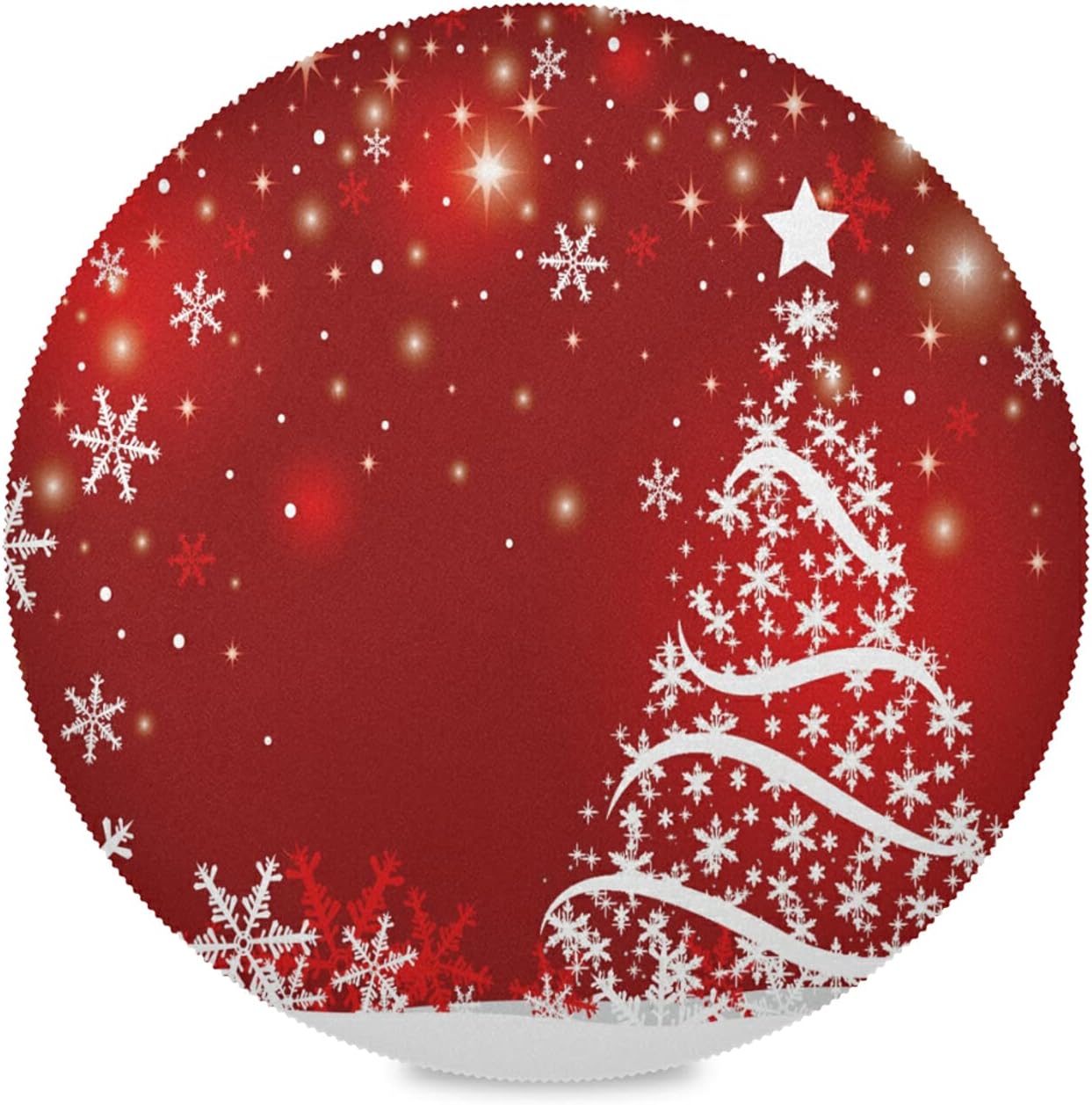 Merry Christmas Round Placemats Set of 4,Shining Sparkling Christmas Round Placemats