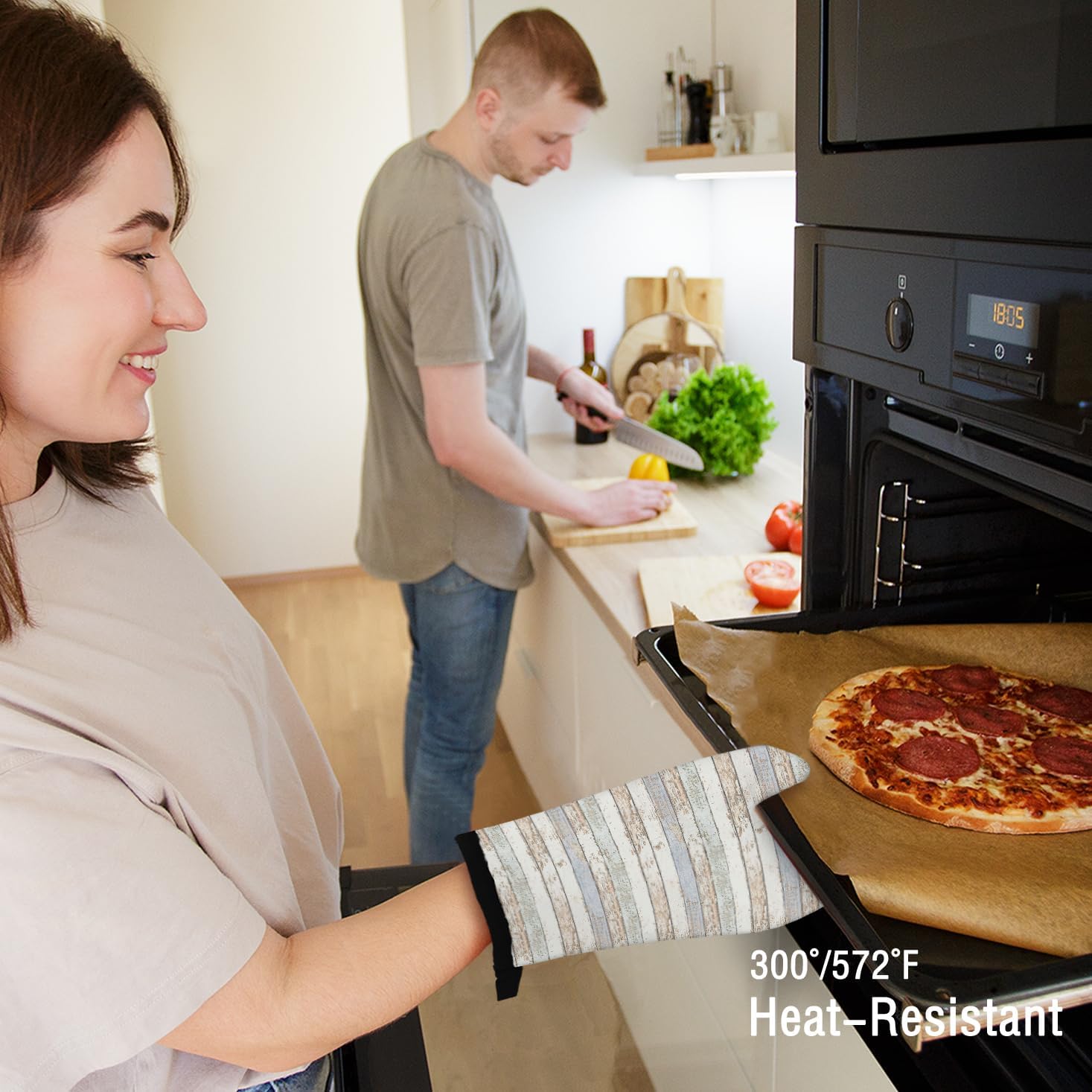 Happy Camper Oven Mitts and Pot Holders Sets, Camper Camping Gifts Oven Mitts, Farmhouse Rv Camping Cooking Over Mittens for Kitchen Decor, Camping Gifts for Campers Camping Lover Women Men - Image 5