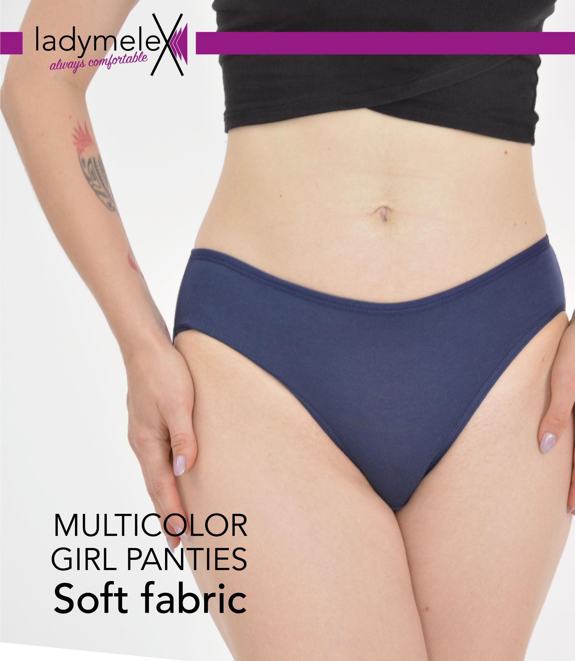 LadyMelex - Slip da Donna Oversize (3XL-4XL-5XL-6XL), Biancheria Intima in Cotone, Mutandine da Donna a Vita Media, Taglie Forti, Confezione da 5