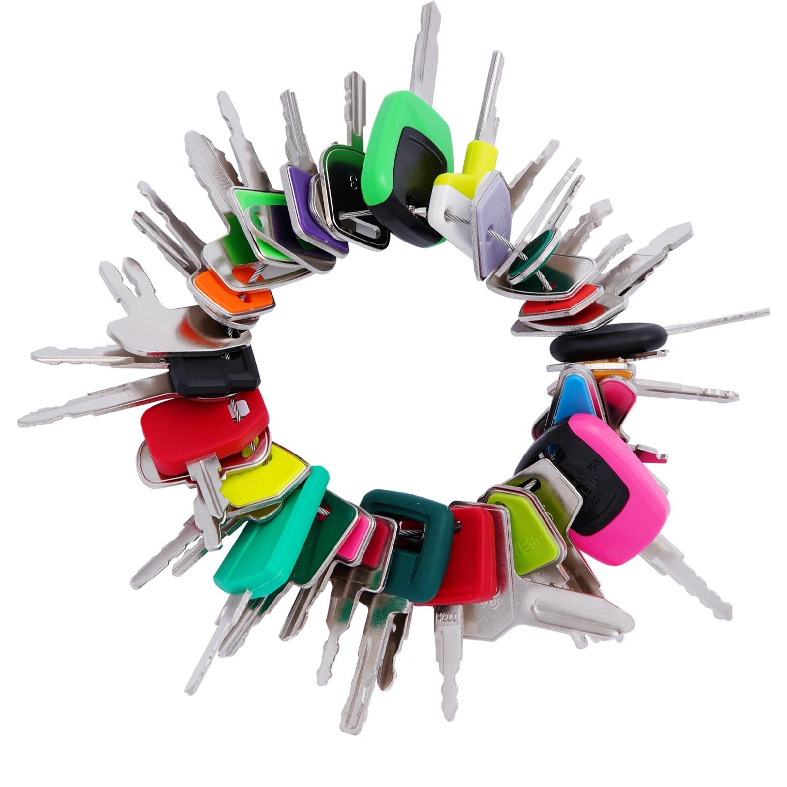 40PCS Equipment Keys Master Set, Construction Operator Ignition Keys Set Fit Cat Caterpillar Case Hyster Kubota Komatsu John Deere Yanmar Daewoo Takeuchi Ford New Holland Volvo JCB and More…, Various