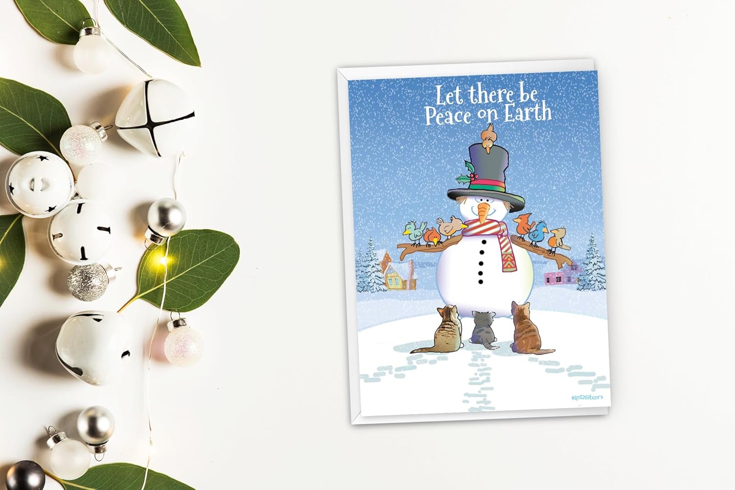 Stonehouse Collection Custom Friendly Snowman Christmas Cards with Personalized Animal Friendly Design, 24 Winter Cards & Envelopes