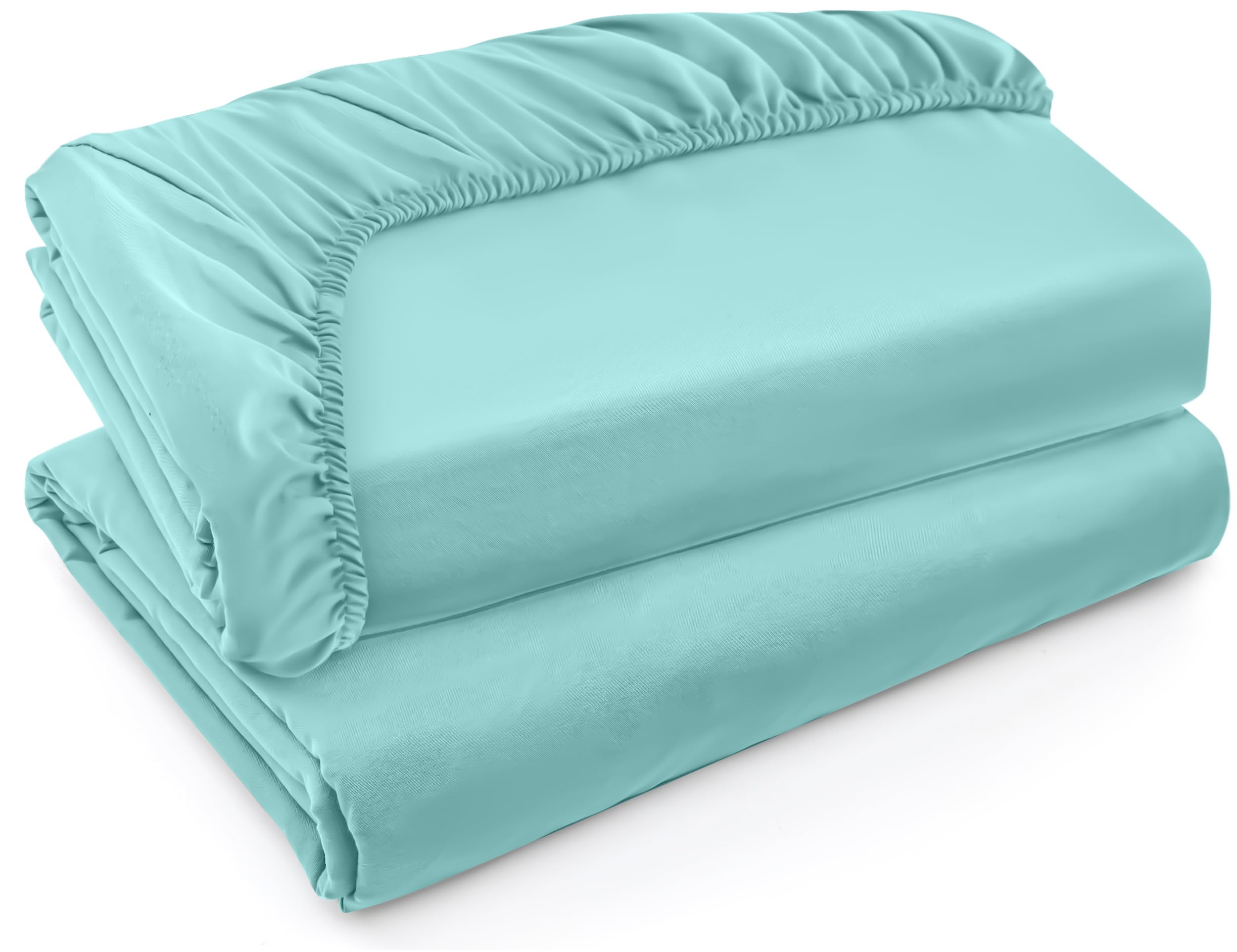 Utopia Bedding Twin XL Fitted Sheets - Bulk Pack of 2 Bottom Sheets - Soft Brushed Microfiber - Deep Pockets - Shrinkage & Fade Resistant - Easy Care (Twin XL, Spa Blue)