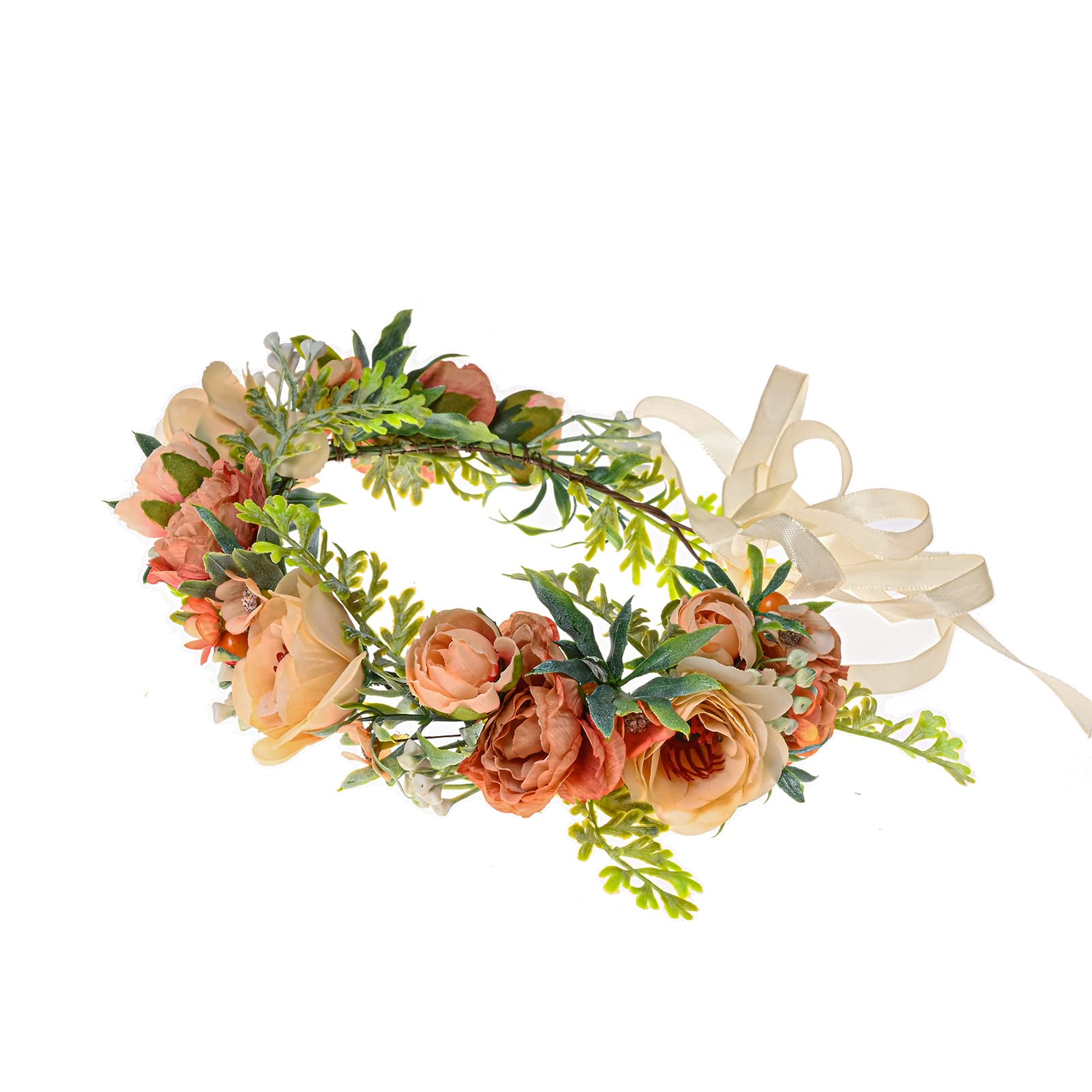 Vividsun Frauen Mädchen Verstellbare Rose Blume Krone Blumenkrone Girlande Hochzeit Festival Party Kopfschmuck (khaki)